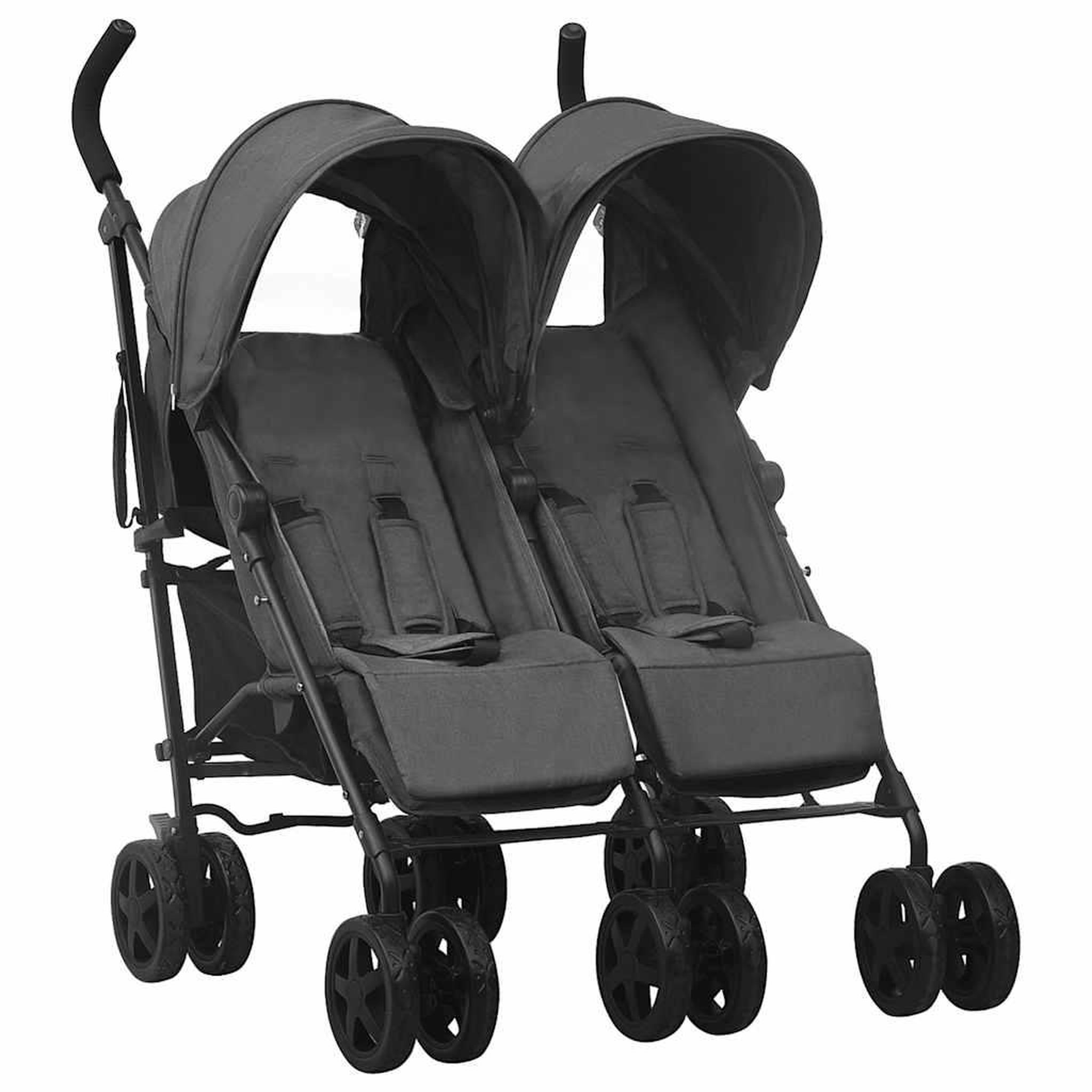 VIDAXL Poussette a deux places Anthracite Acier