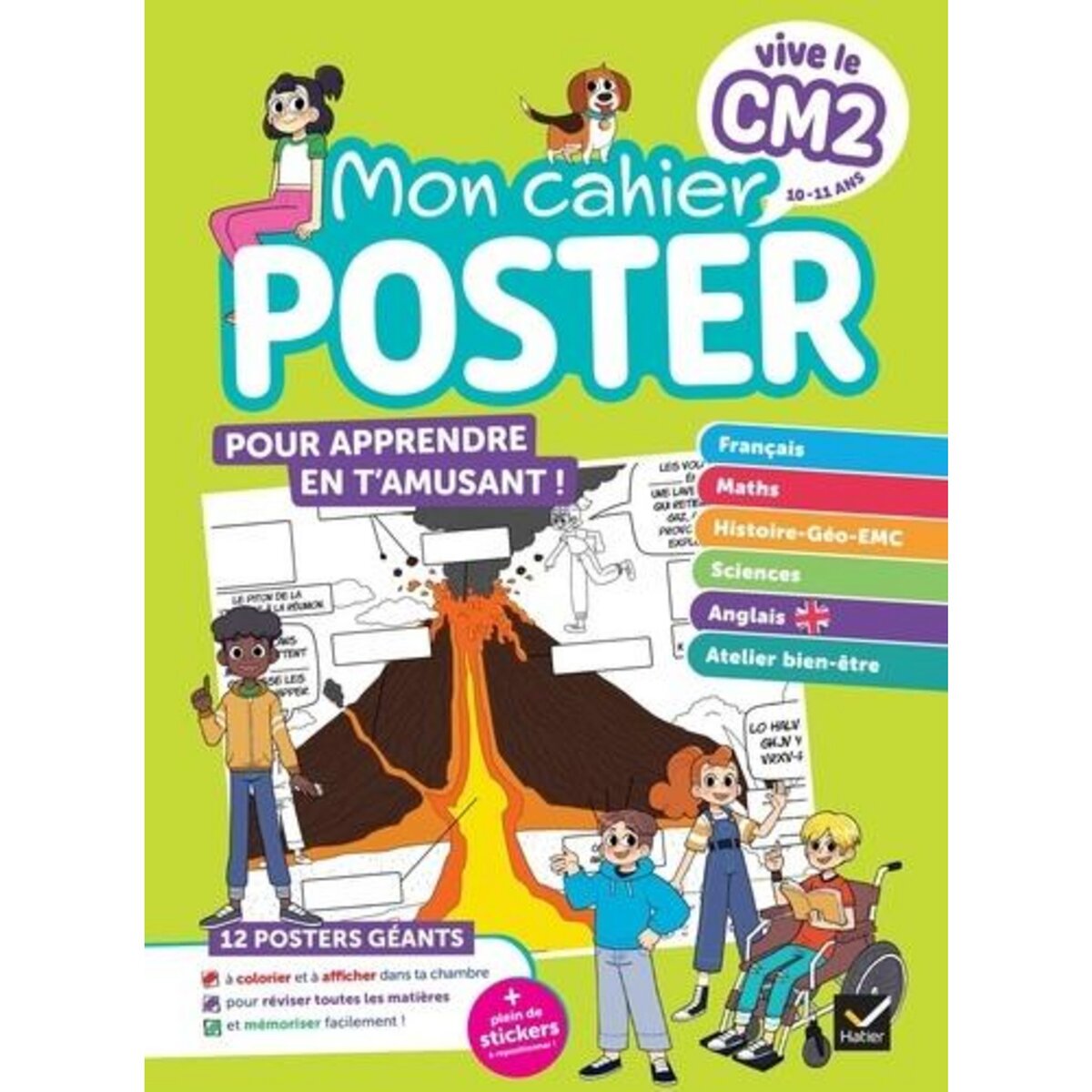 MON CAHIER POSTER VIVE LE CM2. 12 POSTERS GEANTS ET PLEIN DE STICKERS A REPOSITIONNER !, Ledoux Julien