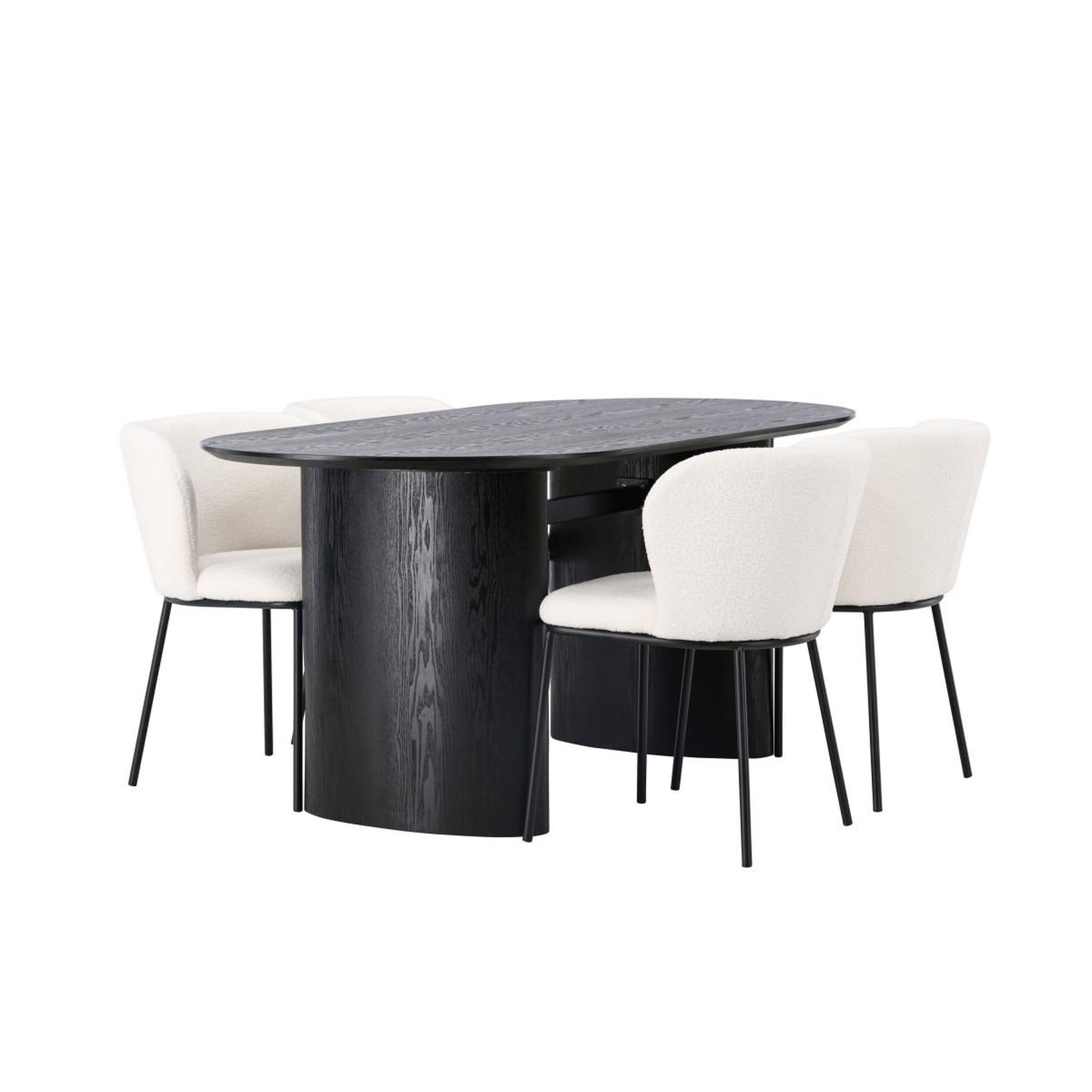 Voir la diapositive 3 : Paris Prix Ensemble table à manger & 4 chaises  isolde & edina  180cm noir & blanc