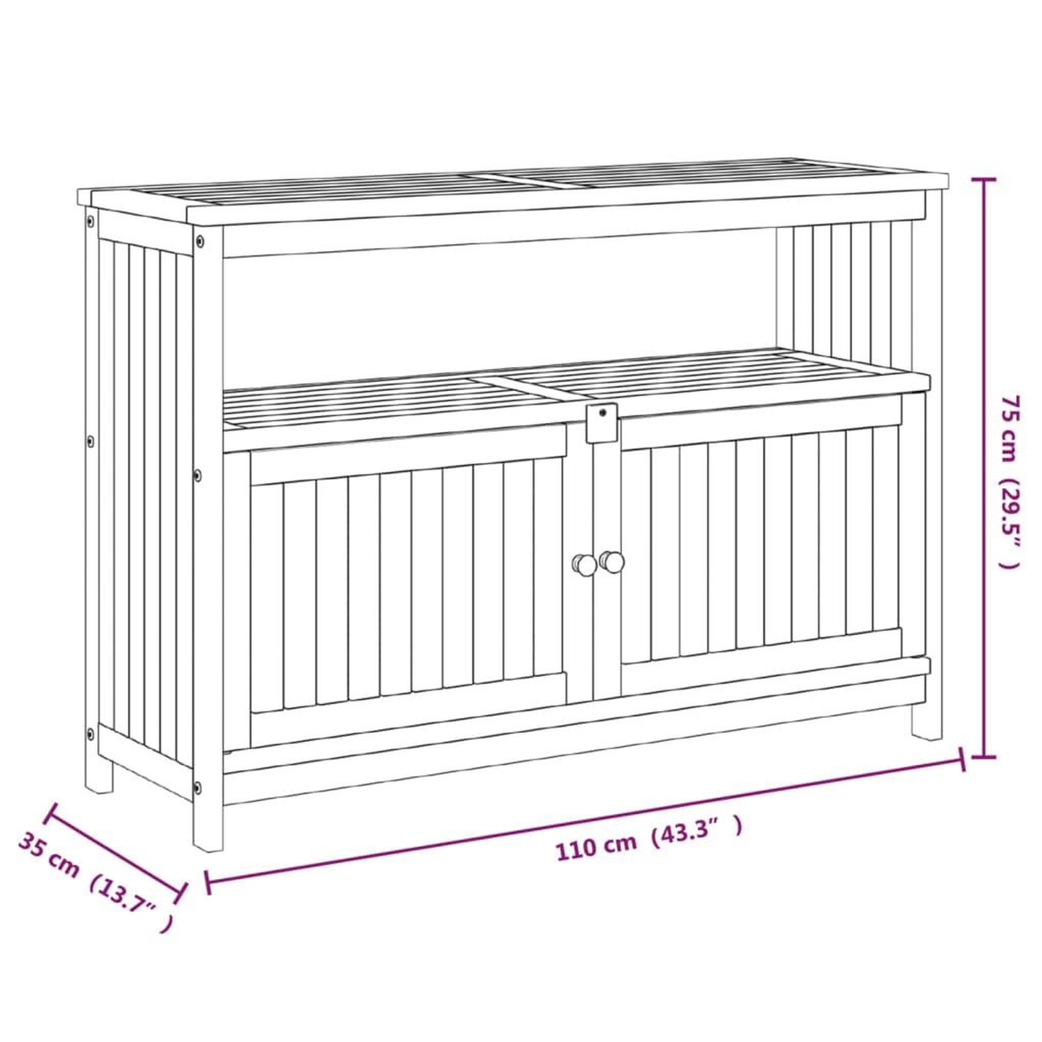 Voir la diapositive 6 : VIDAXL Table console de jardin 110x35x75 cm bois massif d'acacia