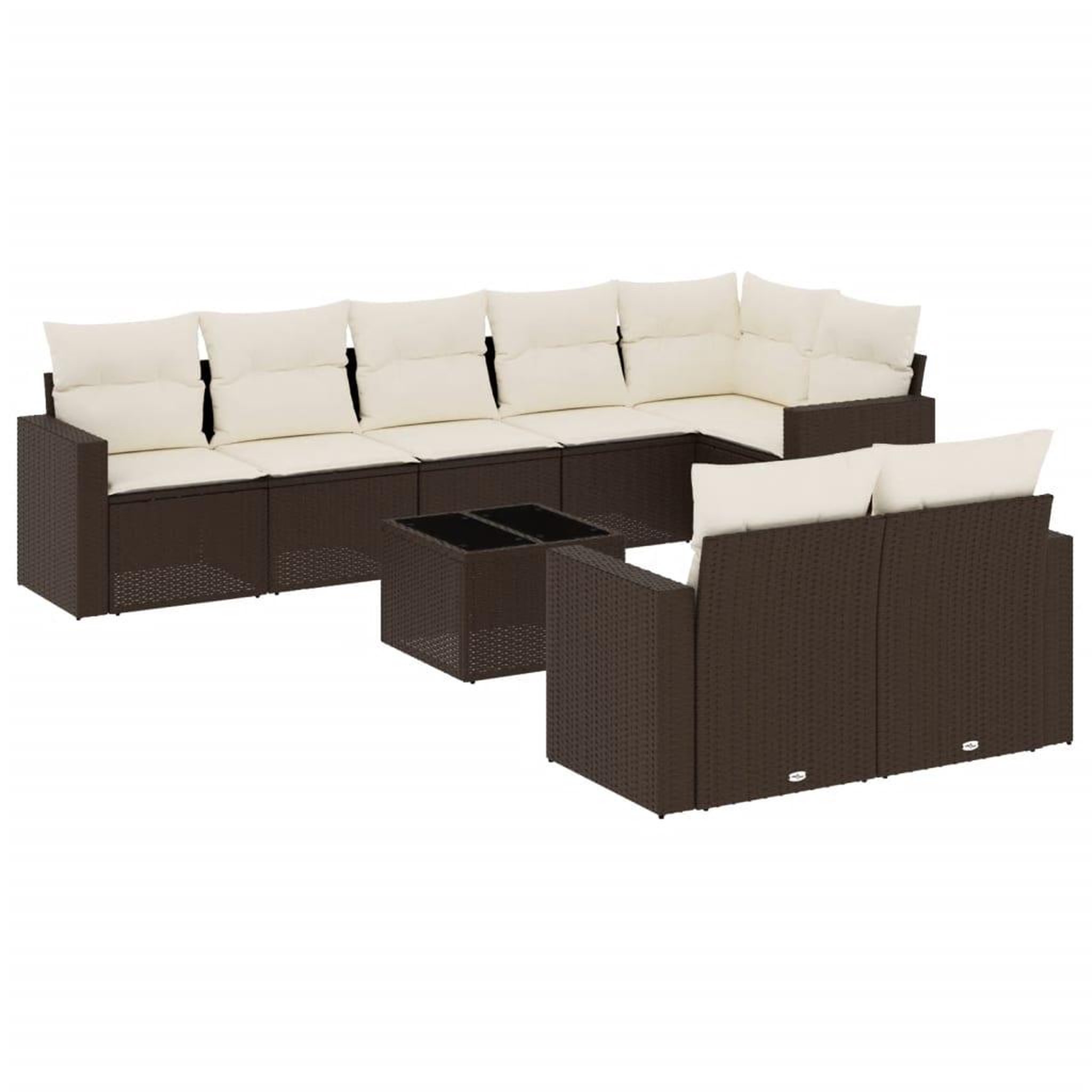 Voir la diapositive 2 : VIDAXL Salon de jardin avec coussins 9 pcs marron resine tressee