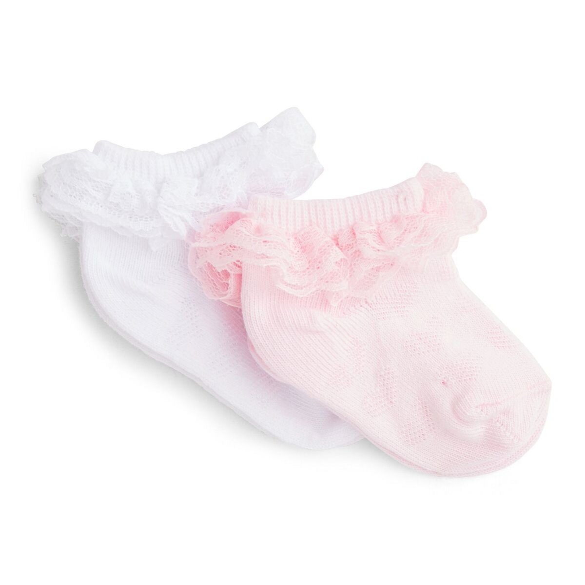 IN EXTENSO Lot de 2 paires de chaussettes à dentelles bébé fille