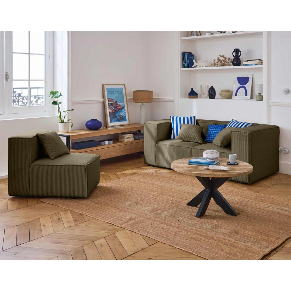 LISA DESIGN Arty - canapé modulable 3 places - en velours côtelé