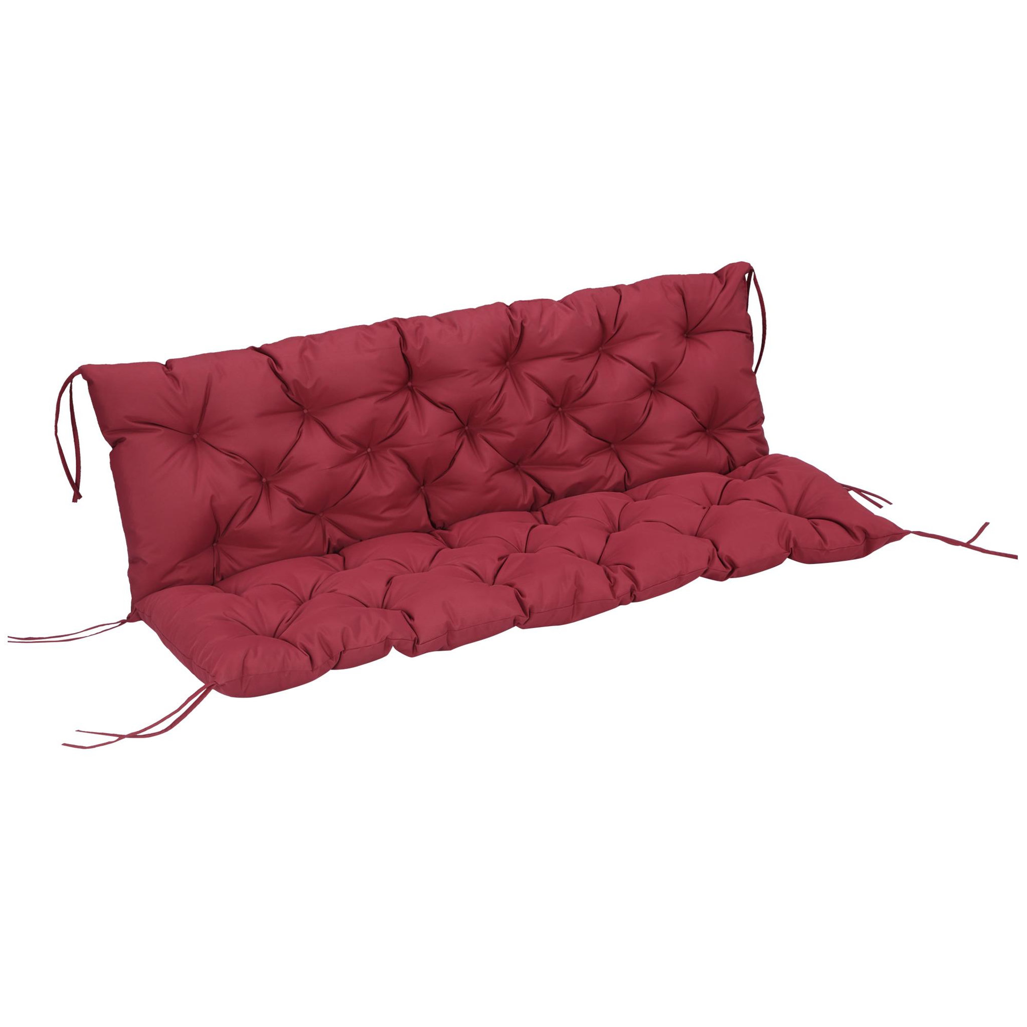 OUTSUNNY Coussin matelas assise dossier pour banc de jardin balancelle canapé 3 places grand confort 150 x 98 x 8 cm rouge