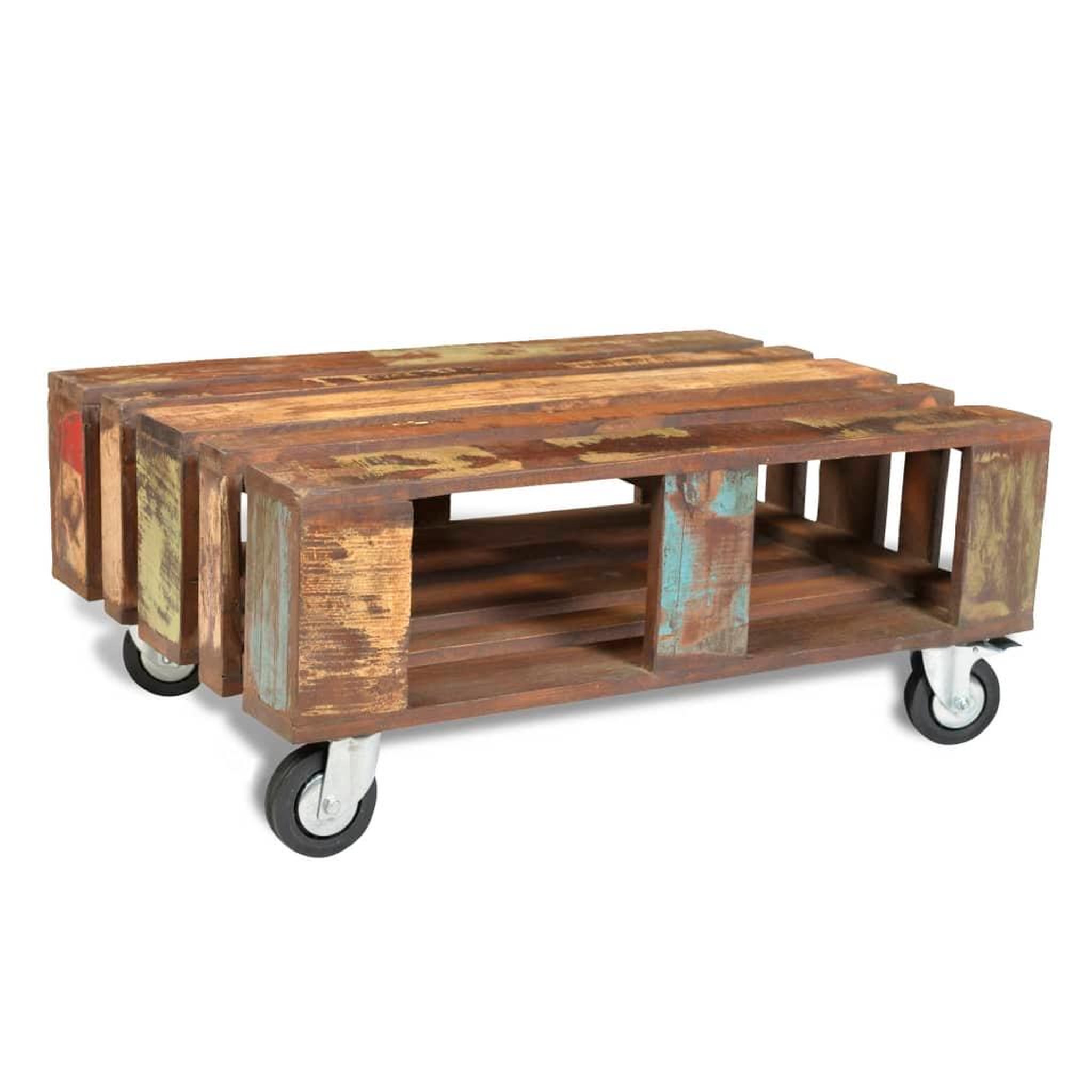 Voir la diapositive 3 : VIDAXL Table basse avec 4 roulettes Bois recycle