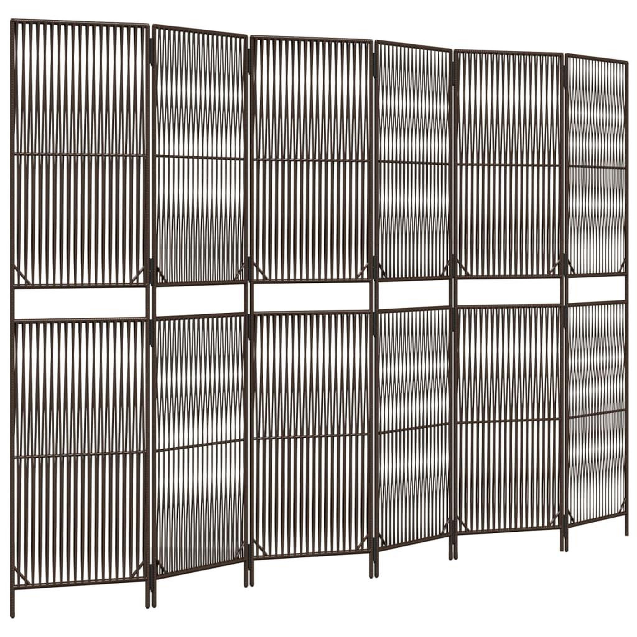 Voir la diapositive 2 : VIDAXL Cloison de separation 6 panneaux marron resine tressee