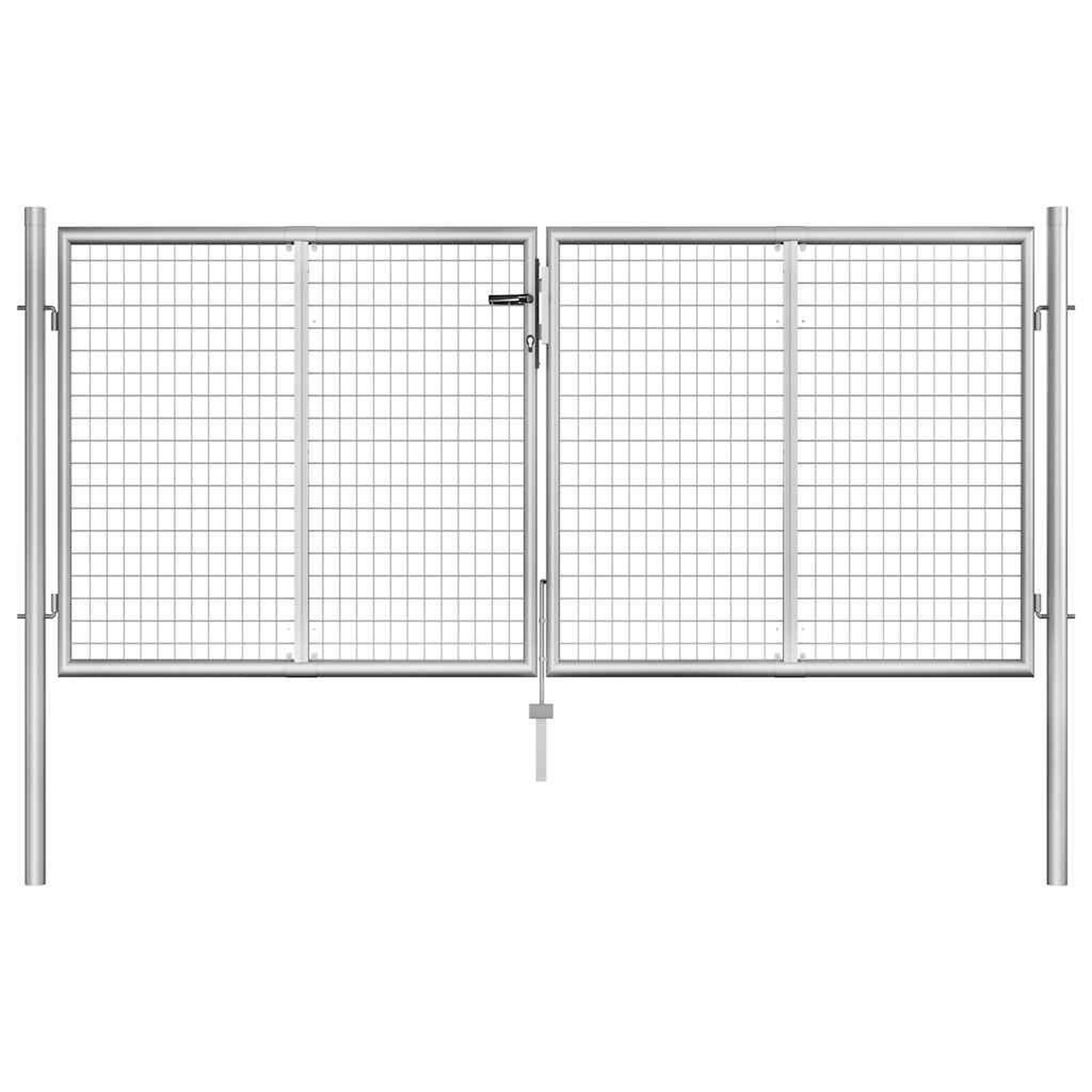 VIDAXL Portail de jardin en acier galvanise 300 x 100 cm argente