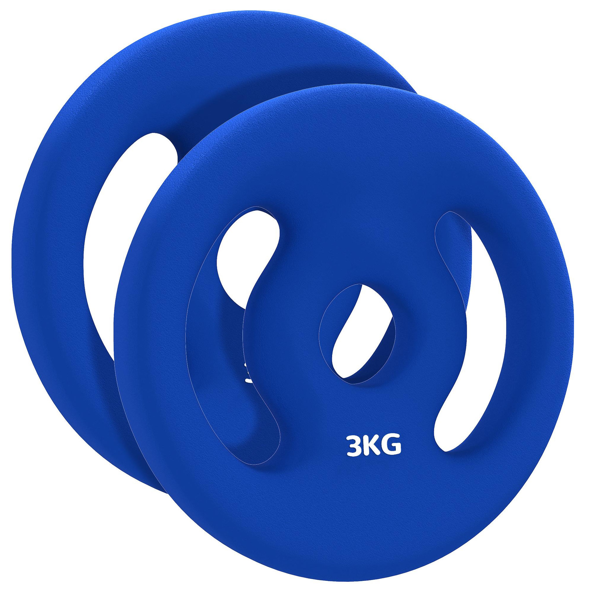 Voir la diapositive 1 : HOMCOM Disques de musculation - lot de 2 disques - total 6 Kg - diamètre intérieur 25 mm - métal PVC bleu