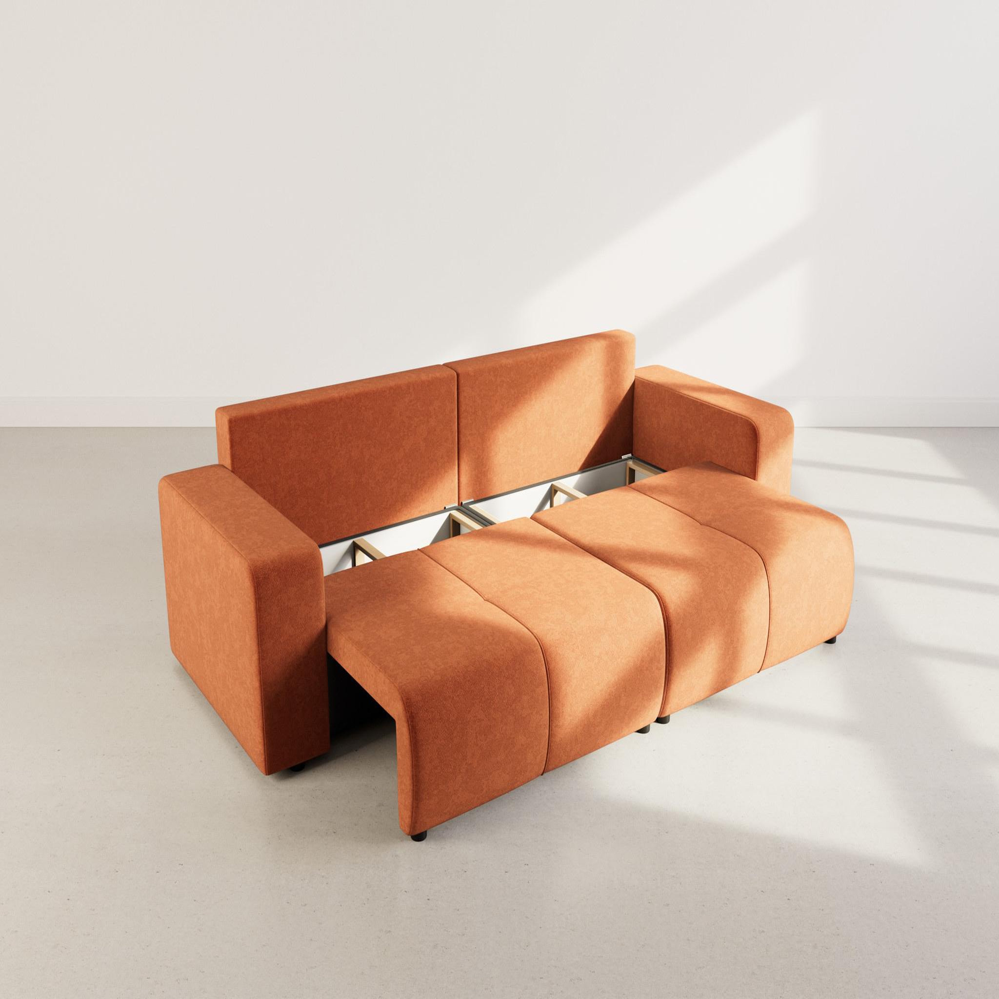 Voir la diapositive 3 : BEST MOBILIER Nicole - canapé droit 4 places convertible avec coffre en tissu