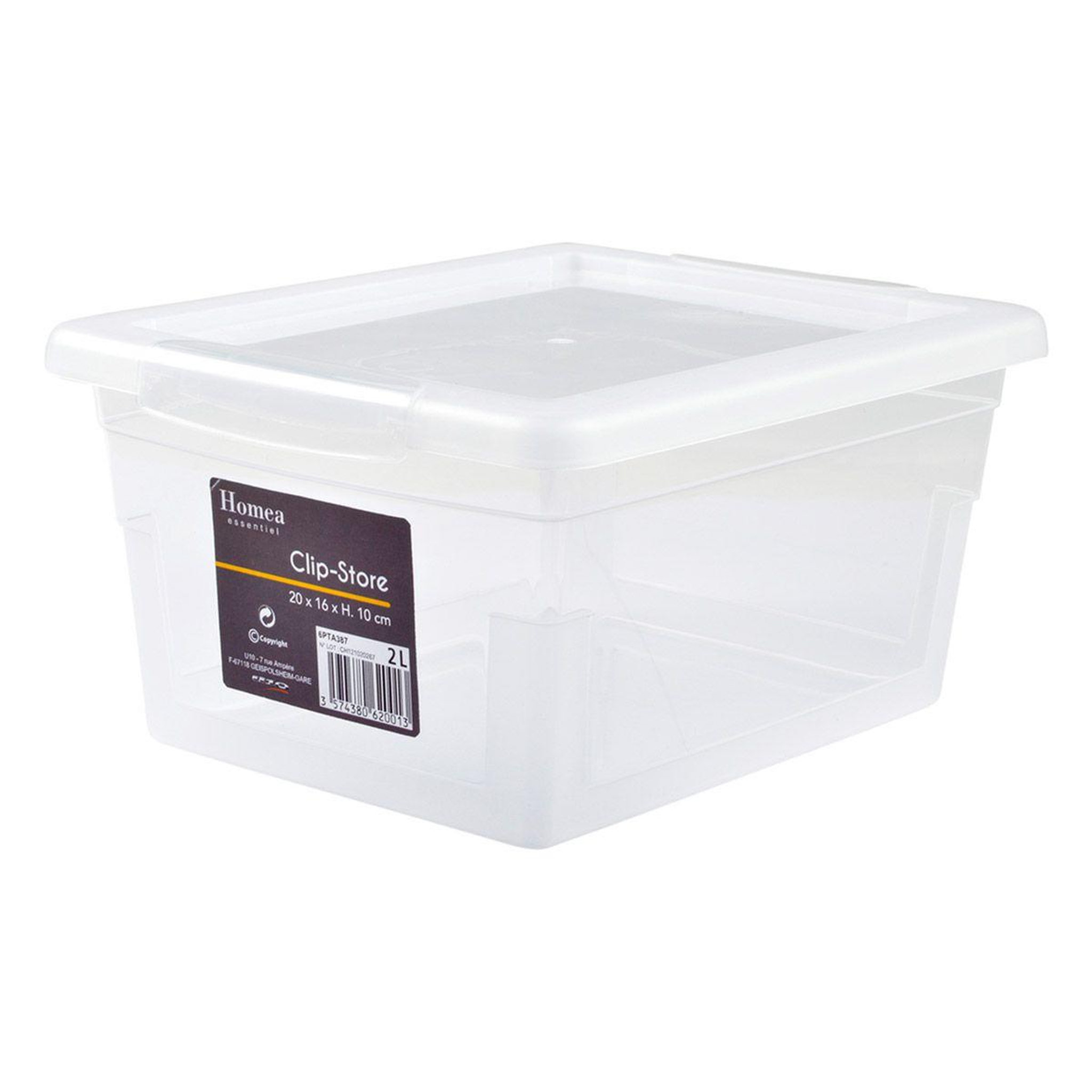 Voir la diapositive 2 : HOMEA Boîte de Rangement  Clip Store  2L Transparent
