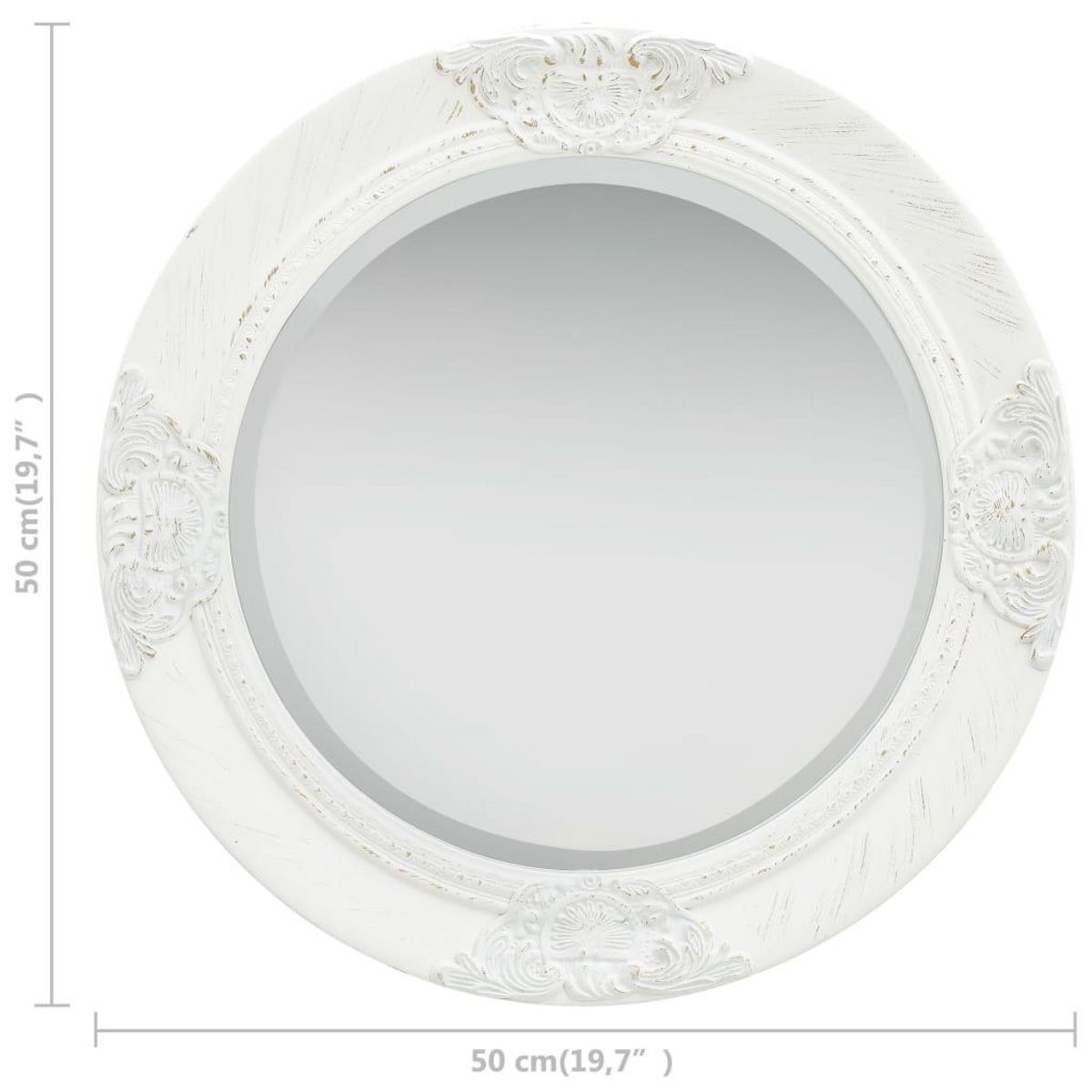 VIDAXL Miroir mural style baroque 50 cm Blanc