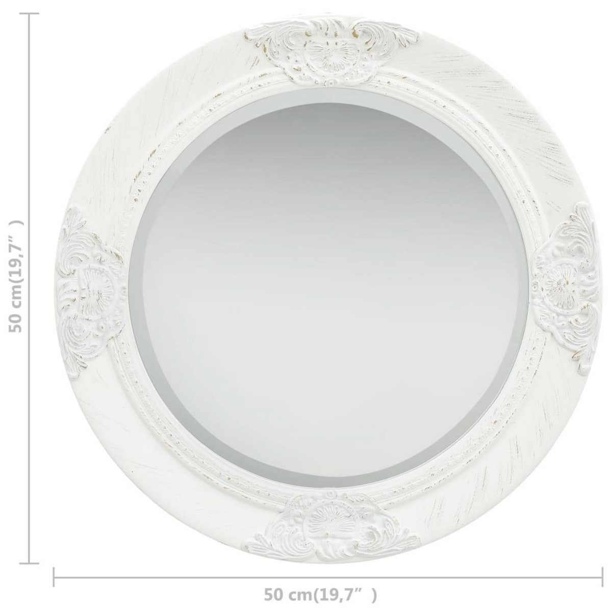 VIDAXL Miroir mural style baroque 50 cm Blanc