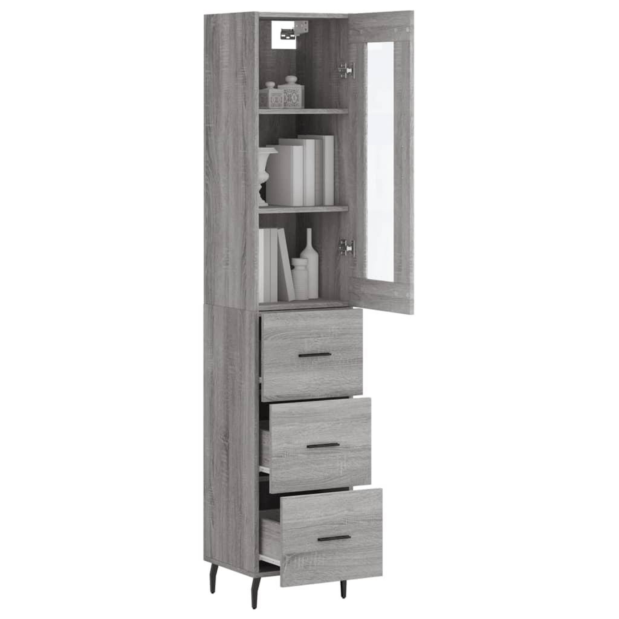 Voir la diapositive 3 : VIDAXL Buffet haut Sonoma gris 34,5x34x180 cm Bois d'ingenierie