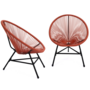 Voir la diapositive 5 : ID MARKET Salon de jardin IZMIR table et 2 fauteuils oeuf cordage terracotta