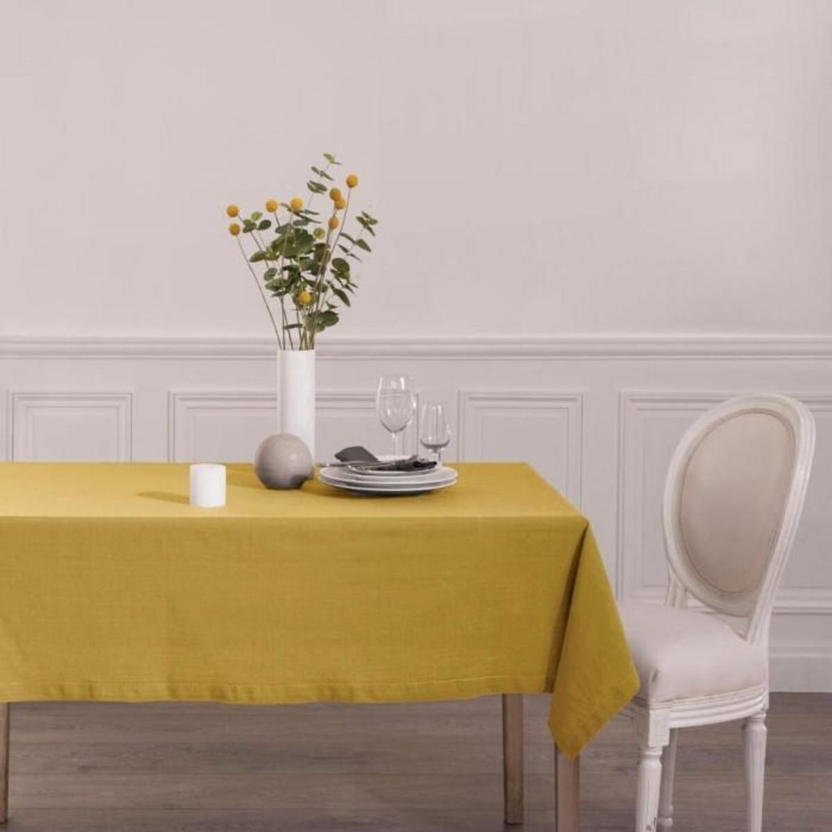 ATMOSPHERA Nappe Rectangulaire  Chambray  140x240cm Ocre