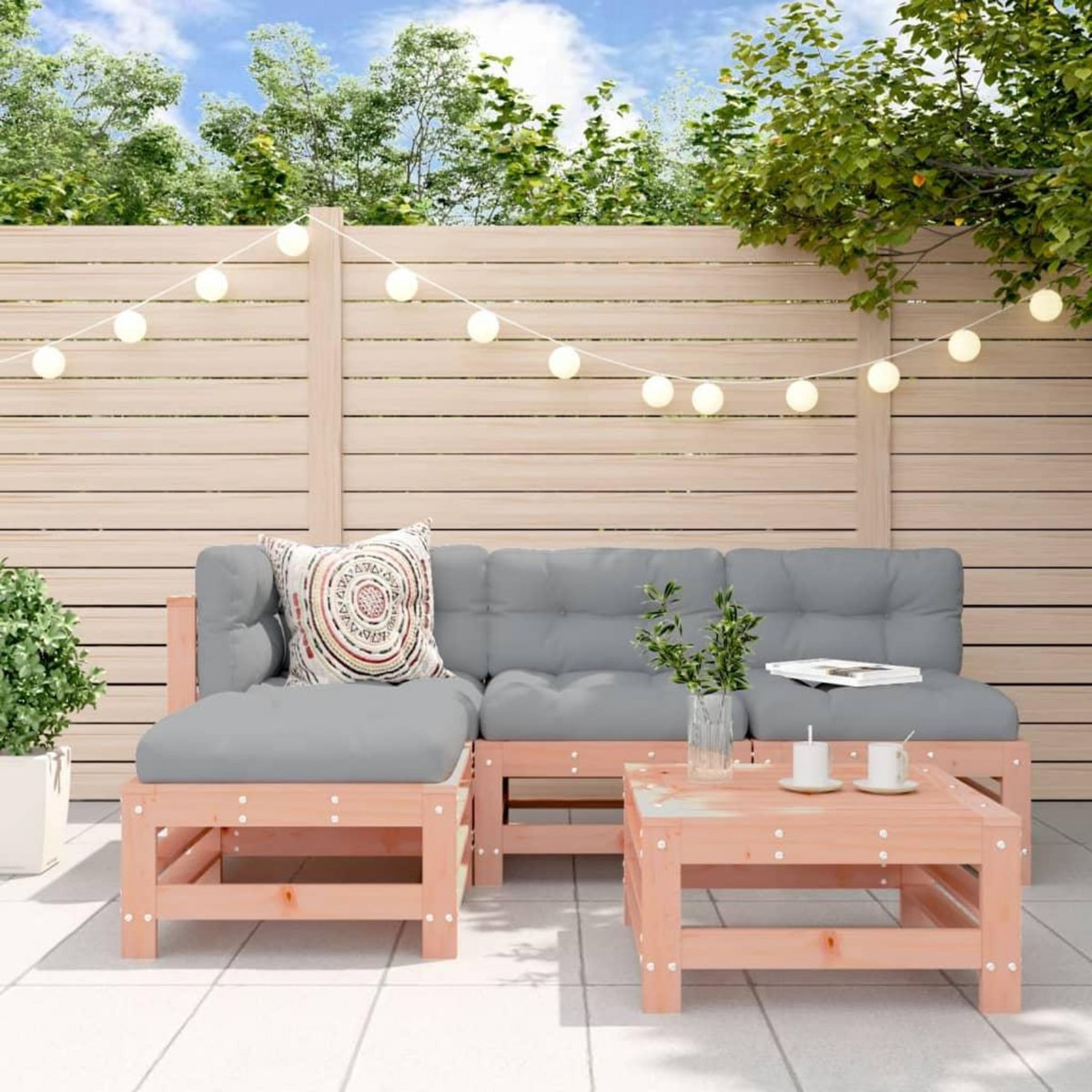 VIDAXL Salon de jardin 5 pcs bois massif douglas