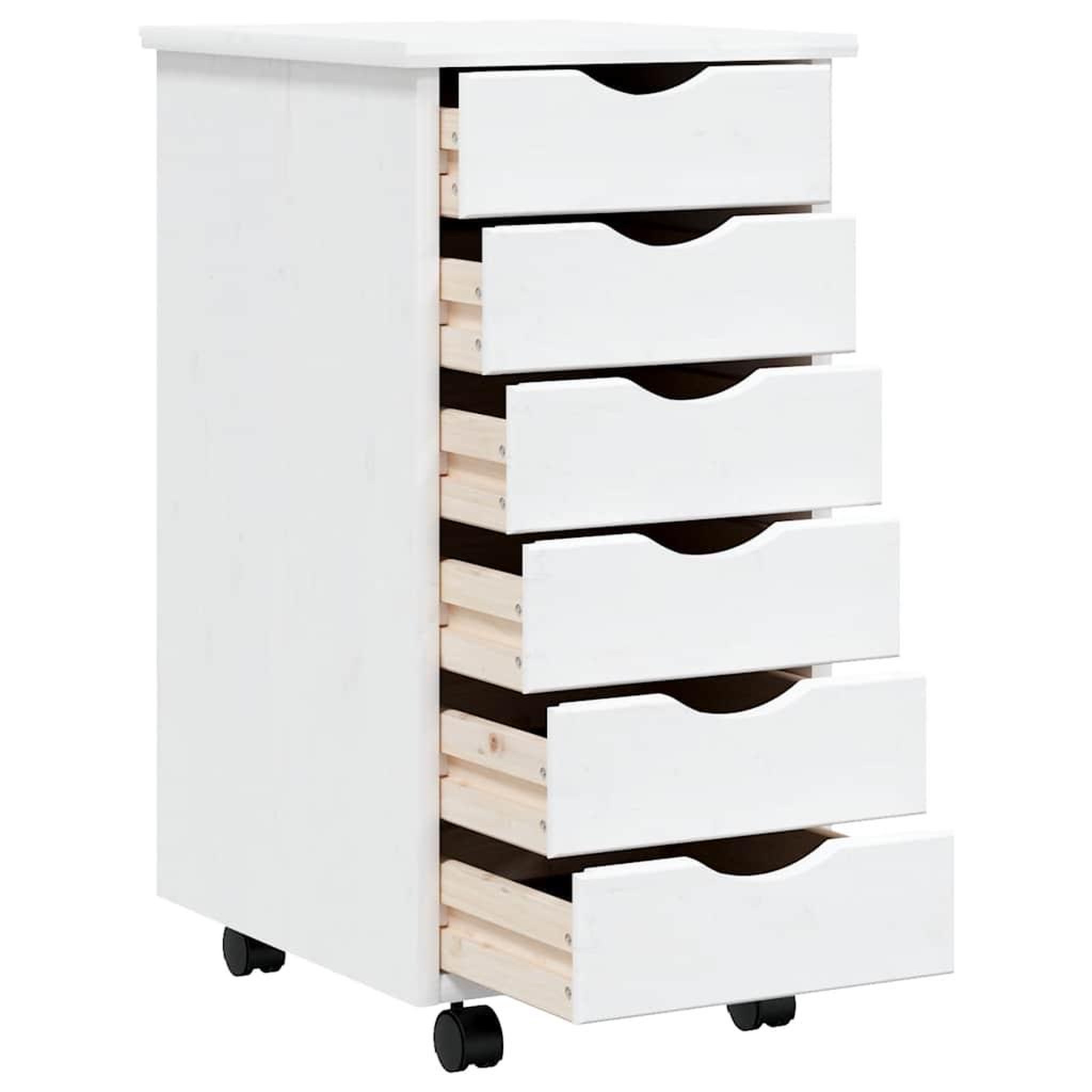 Voir la diapositive 4 : VIDAXL Armoire roulante avec tiroirs MOSS blanc bois de pin solide