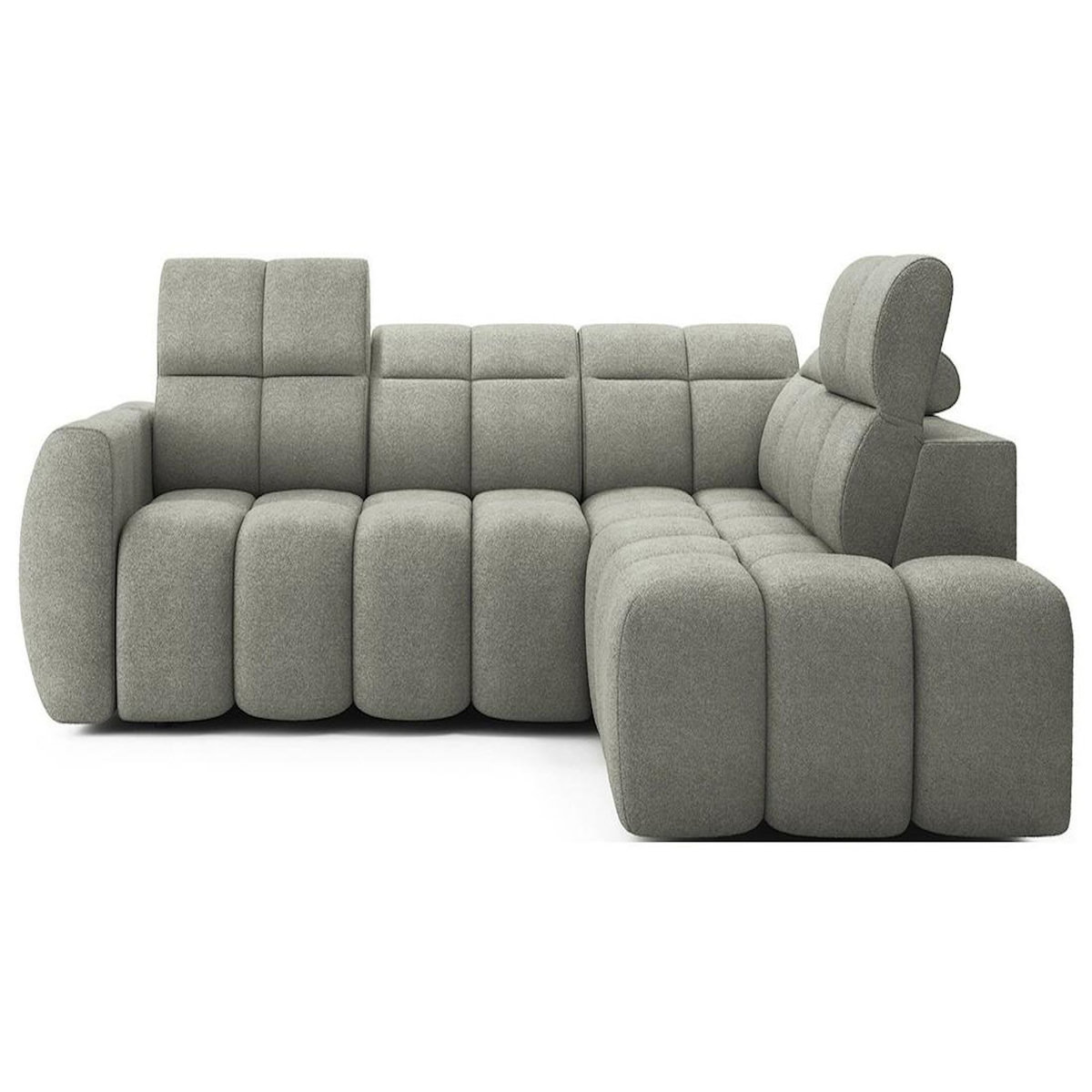 BEST MOBILIER Basile - canapé d'angle droit 4 places assise extensible électrique avec coffre en tissu texturé