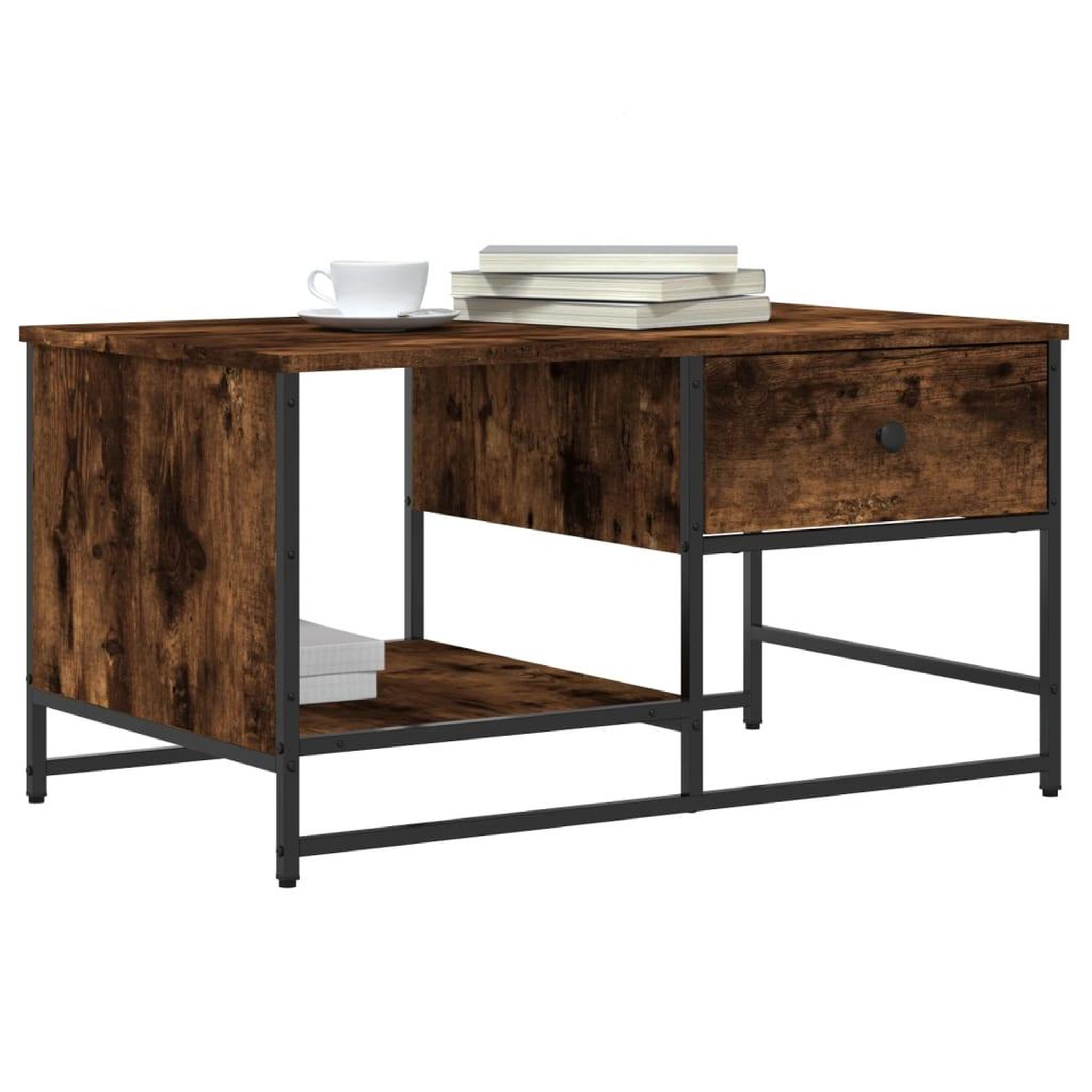Voir la diapositive 3 : VIDAXL Table basse chene fume 85,5x51x45 cm bois d'ingenierie