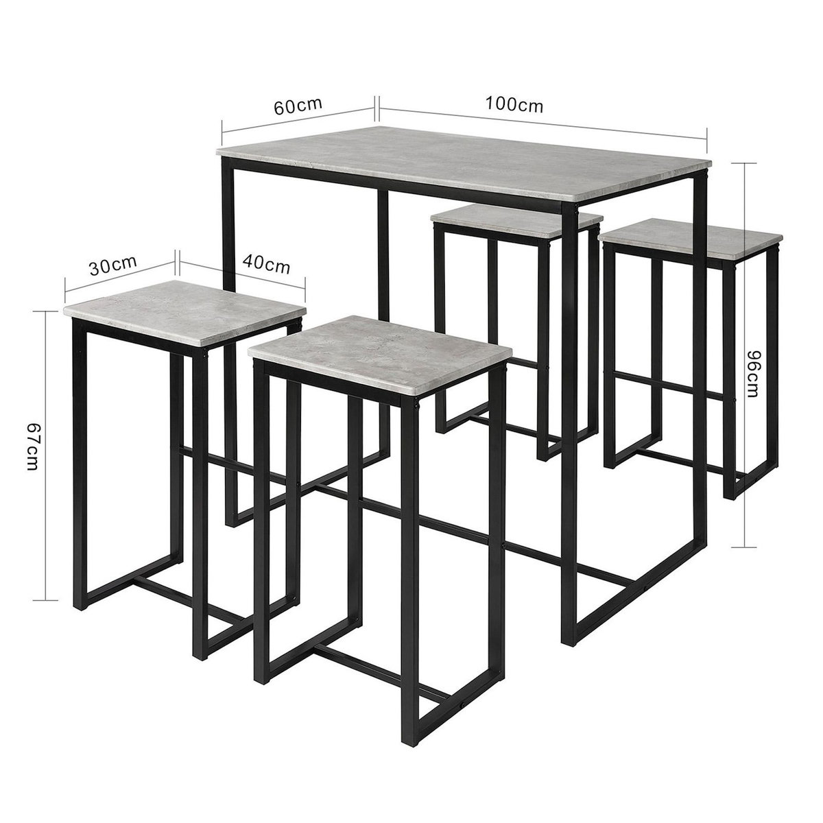 SOBUY SoBuy - Ensemble Table Et 4 Tabourets inclus - Industriel - OGT15