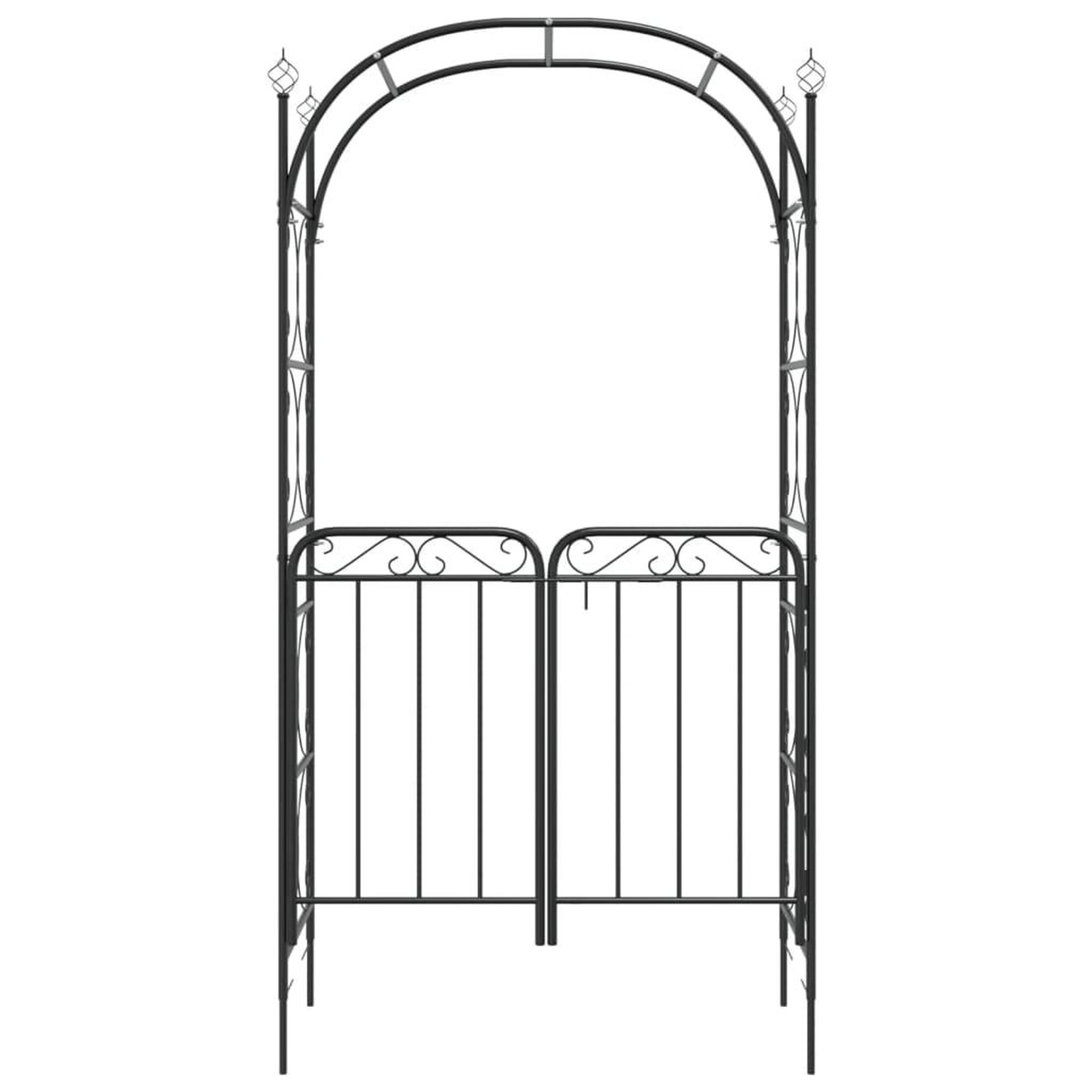 Voir la diapositive 3 : VIDAXL Arche de jardin avec portail noir 108x45x235 cm acier
