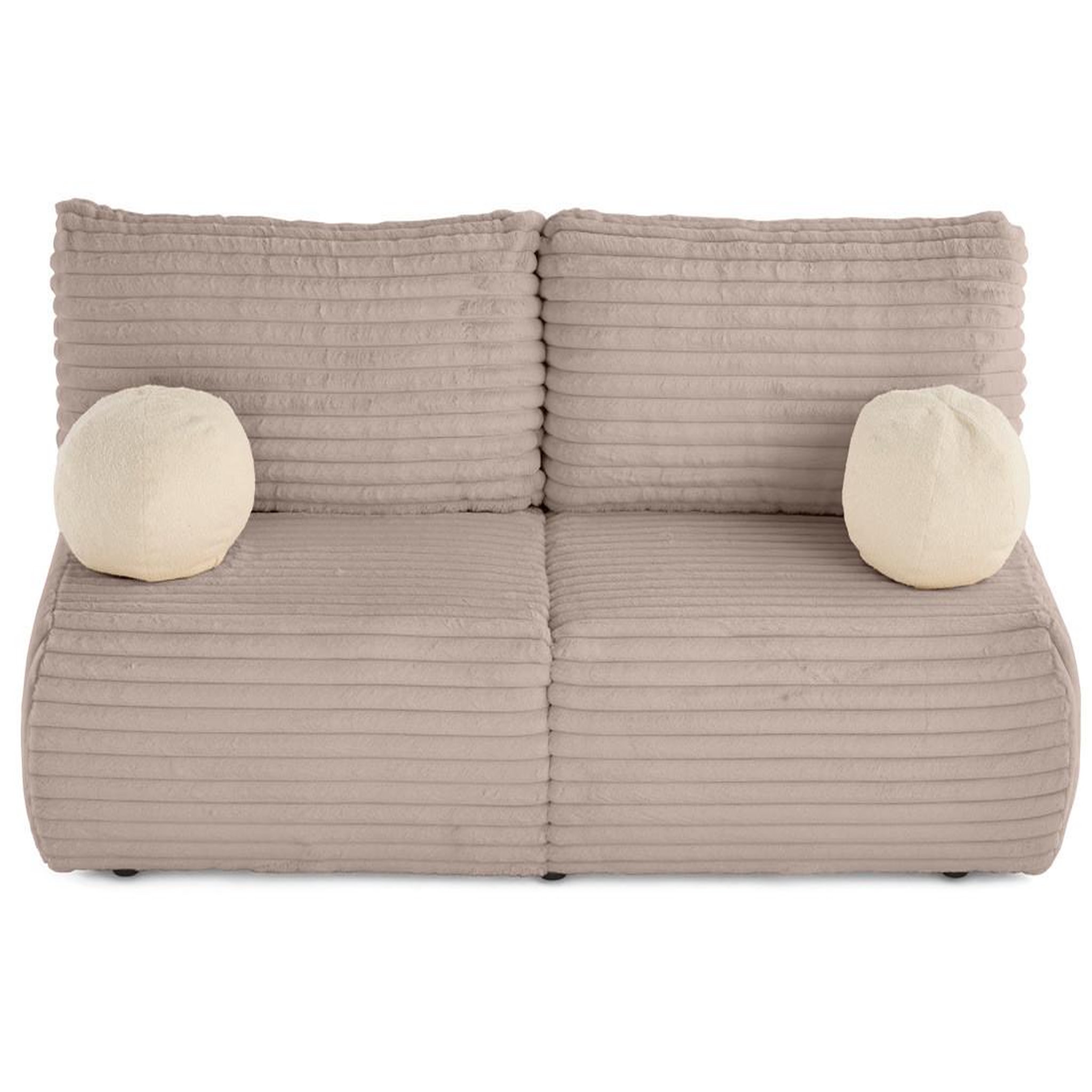 Voir la diapositive 4 : BEST MOBILIER Marvin - canapé 3 places convertible et coffre en fausse fourrure côtelée avec 2 coussins boule inclus
