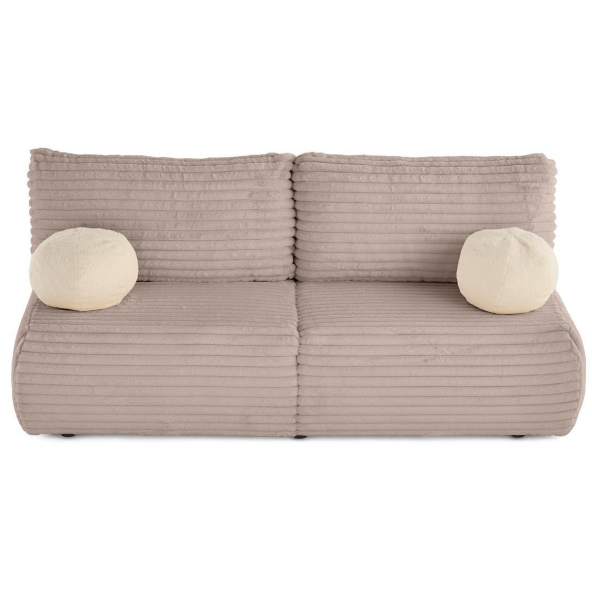 BEST MOBILIER Marvin - canapé 3 places convertible et coffre en fausse fourrure côtelée avec 2 coussins boule inclus