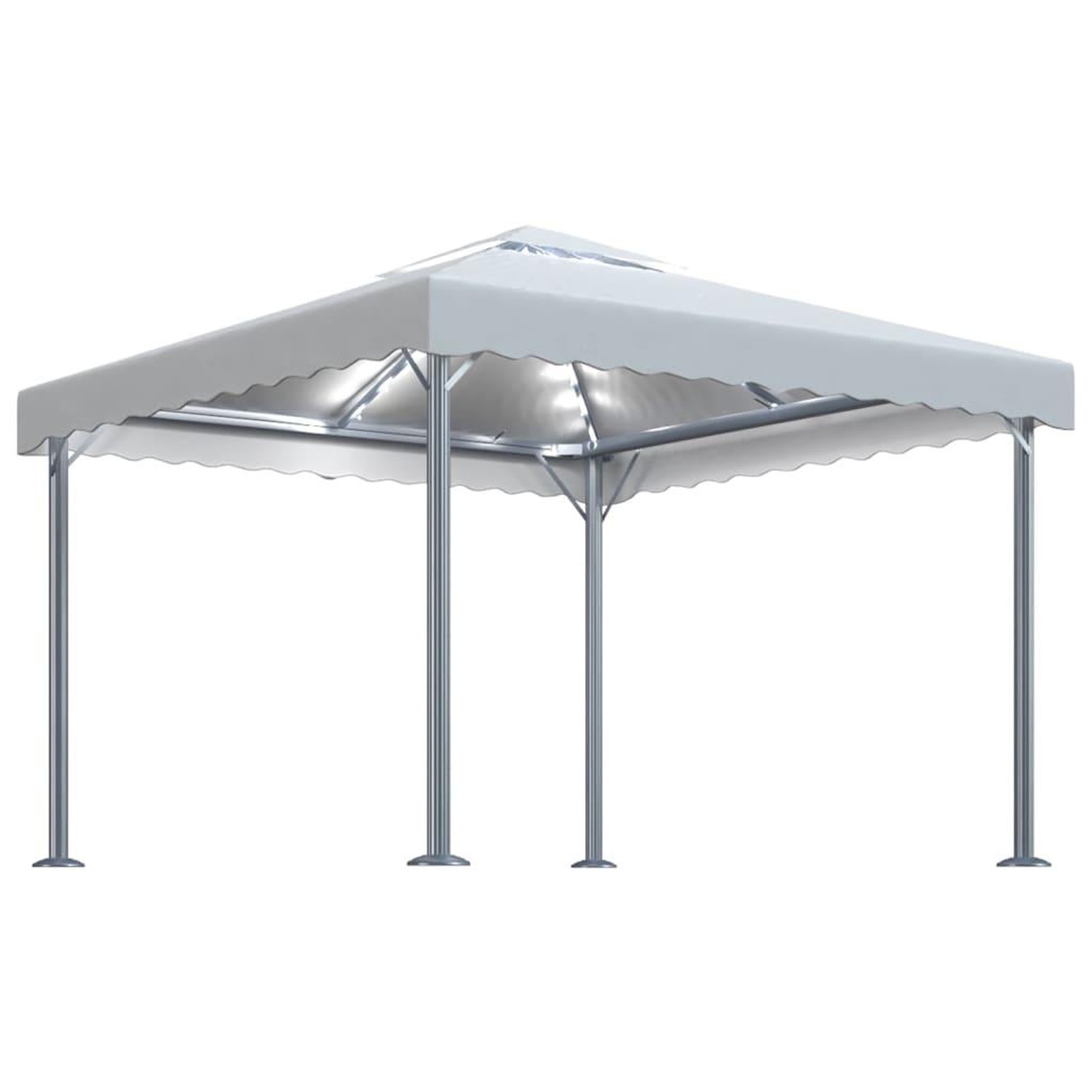 Voir la diapositive 2 : VIDAXL Tonnelle avec guirlande lumineuse LED 300x300cm Creme Aluminium