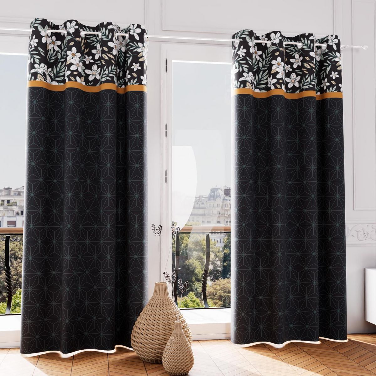 SOLEIL D'OCRE Rideau à oeillets pur coton 135x250 cm MANON, par Soleil d'Ocre