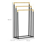 Voir la diapositive 3 : KLEANKIN Porte-serviette autoportant 3 barres - dim. 45L x 22l x 86H cm - bois bambou acier noir