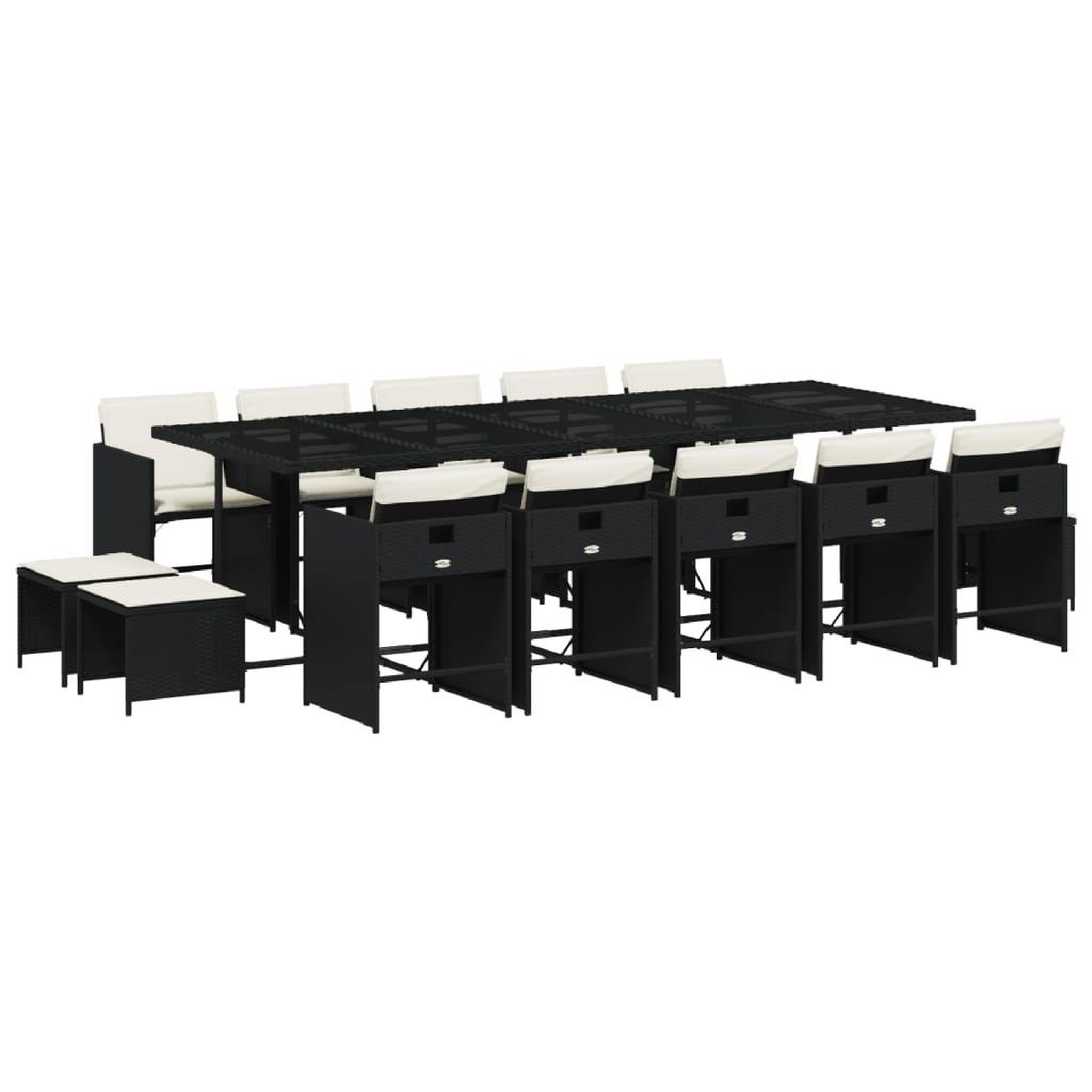 Voir la diapositive 2 : VIDAXL Ensemble a manger de jardin 15 pcs coussins noir resine tressee