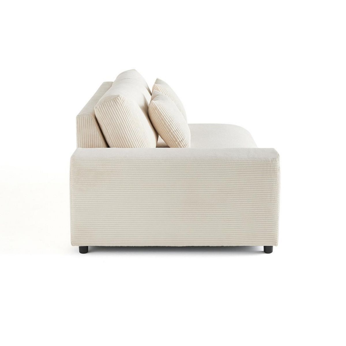 LISA DESIGN Garance - module d'assise 3 places avec accoudoir gauche - en velours côtelé