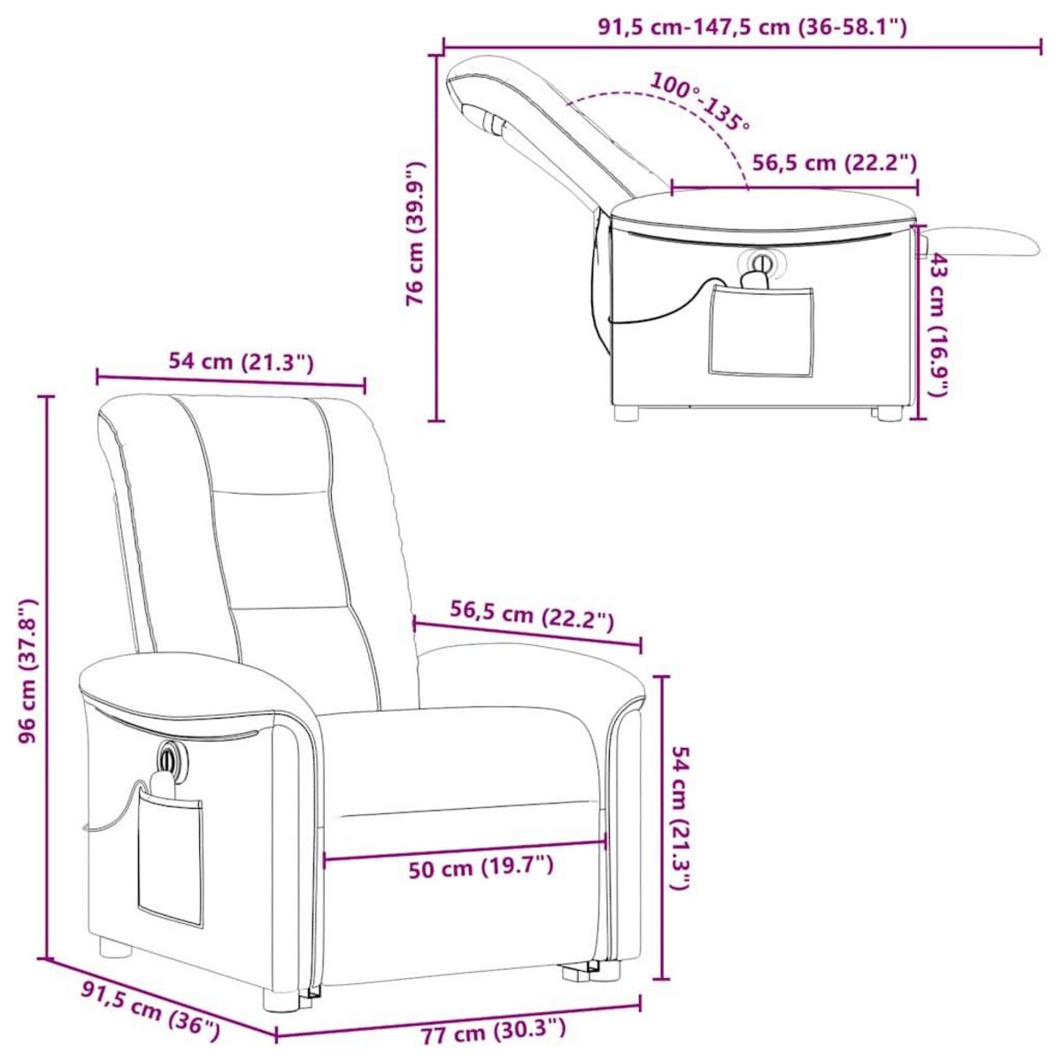 VIDAXL Fauteuil inclinable de massage electrique Vert fonce Tissu