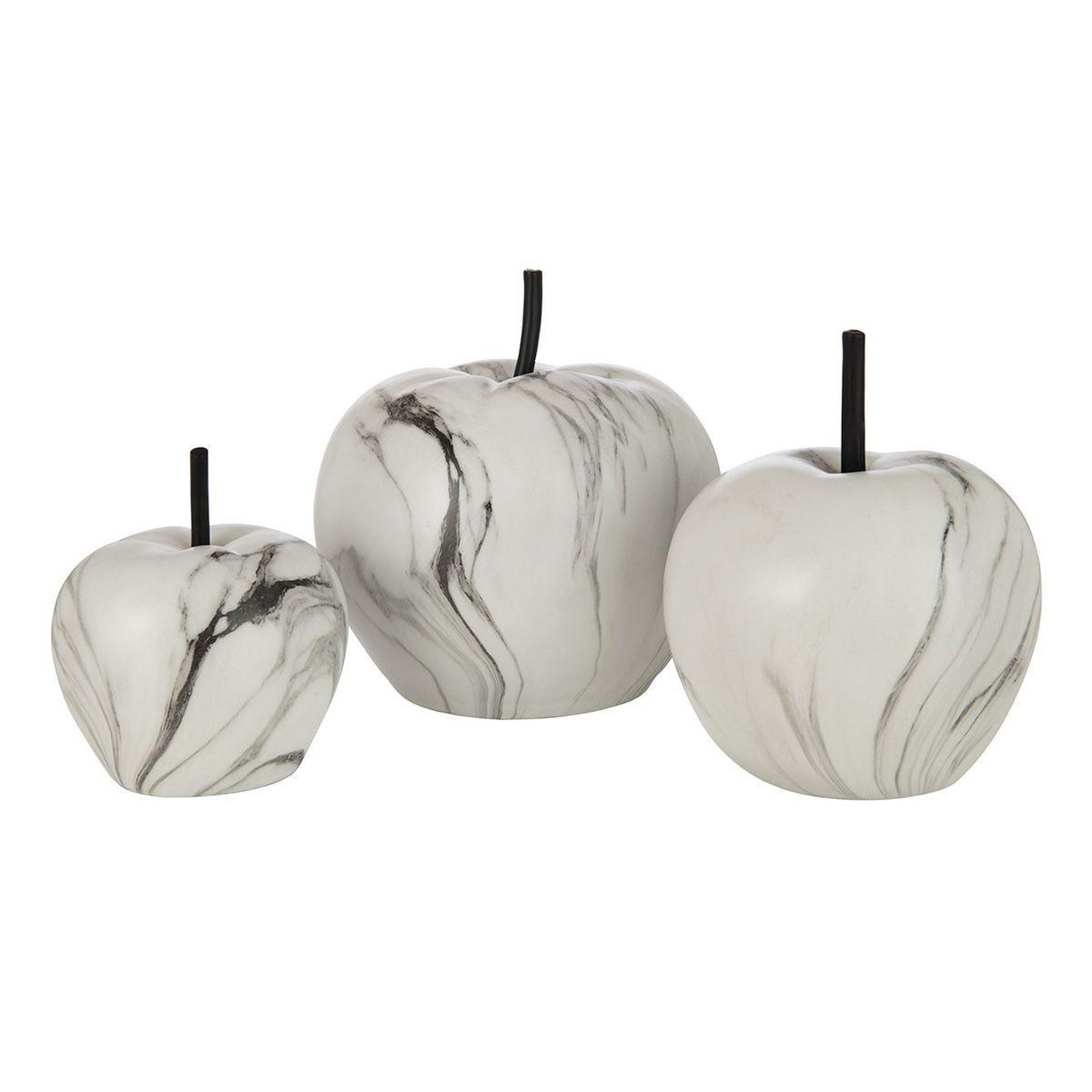 Voir la diapositive 2 : J-LINE Pomme Déco  Effet Marbre  27cm Blanc