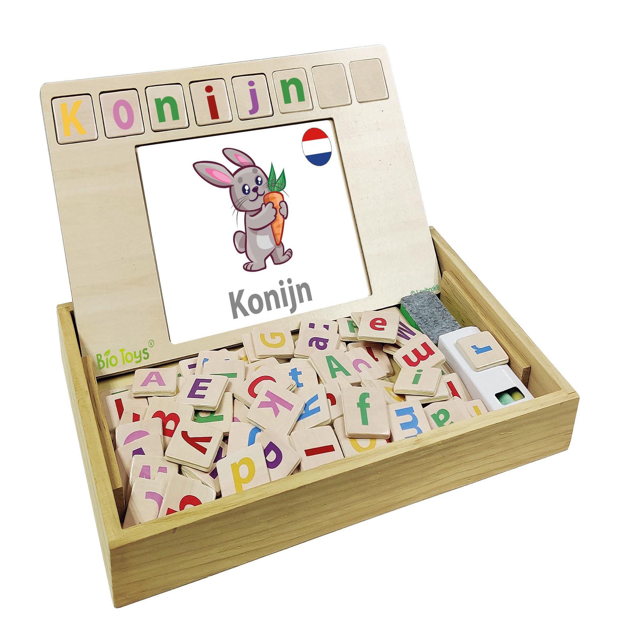Lexibook Bio Toys L'École des Mots bilingue Français - Néerlandais – Jeu en Bois