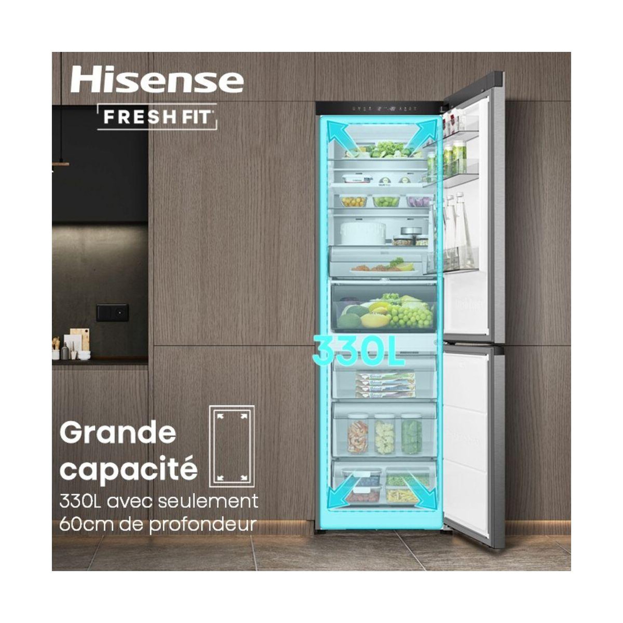 Voir la diapositive 5 : Hisense Réfrigérateur combiné RB3K330SAIE FreshFit