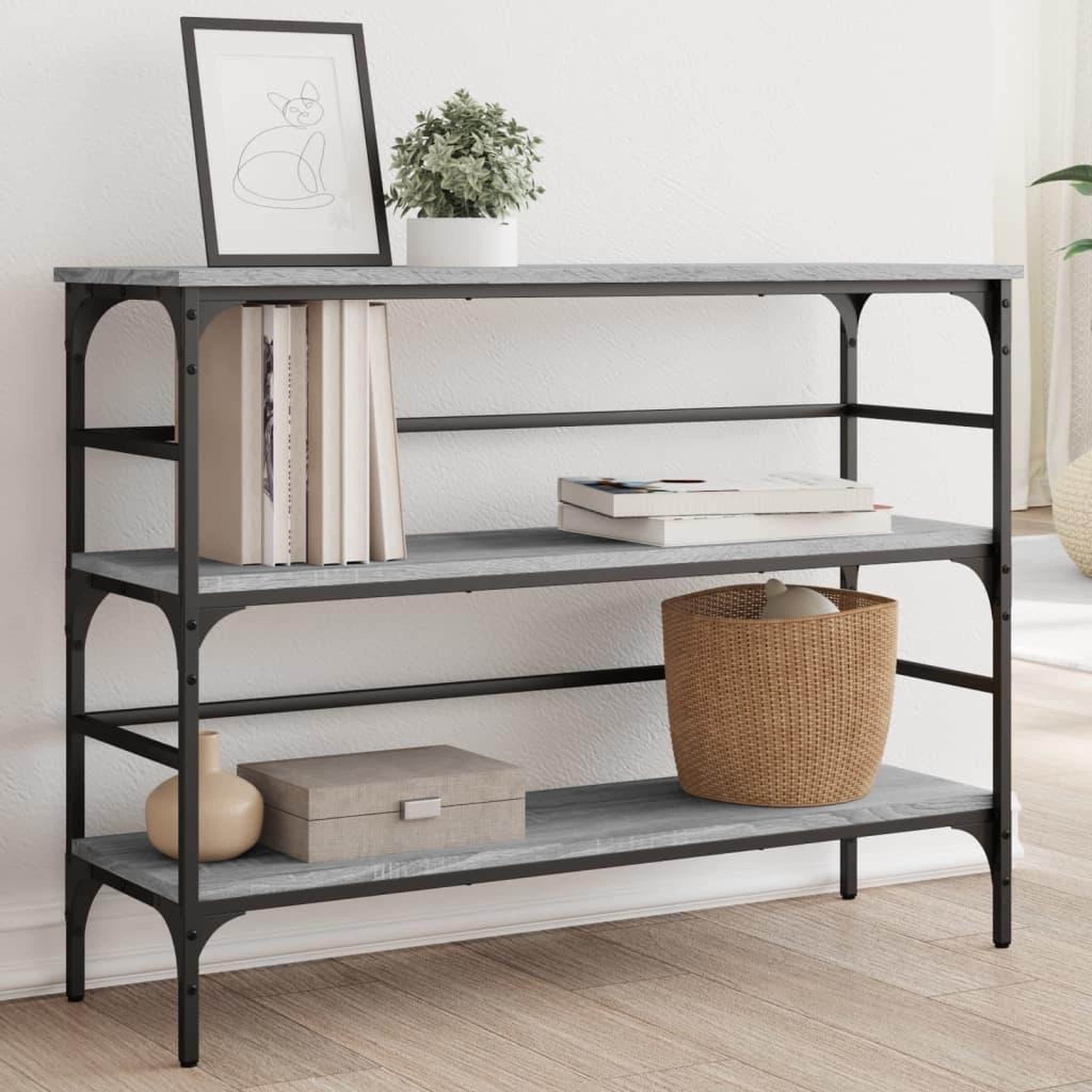 Voir la diapositive 1 : VIDAXL Table console sonoma gris 100x32x75 cm bois d'ingenierie