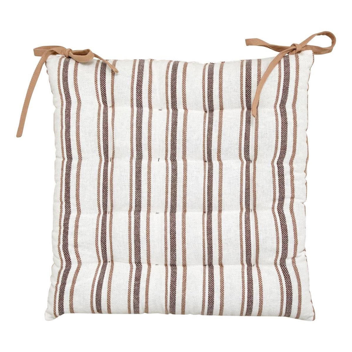 ATMOSPHERA Galette de Chaise à Rayures  Groove  38x38cm Beige