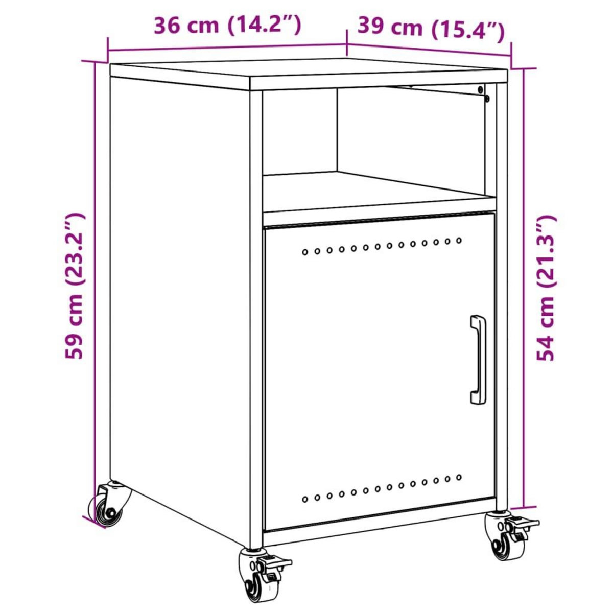 VIDAXL Tables de chevet 2 pcs jaune moutarde 36x39x59 cm acier