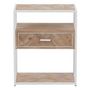 Voir la diapositive 2 : Paris Prix Table d'Appoint 1 Tiroir  Miraza  61cm Naturel & Blanc