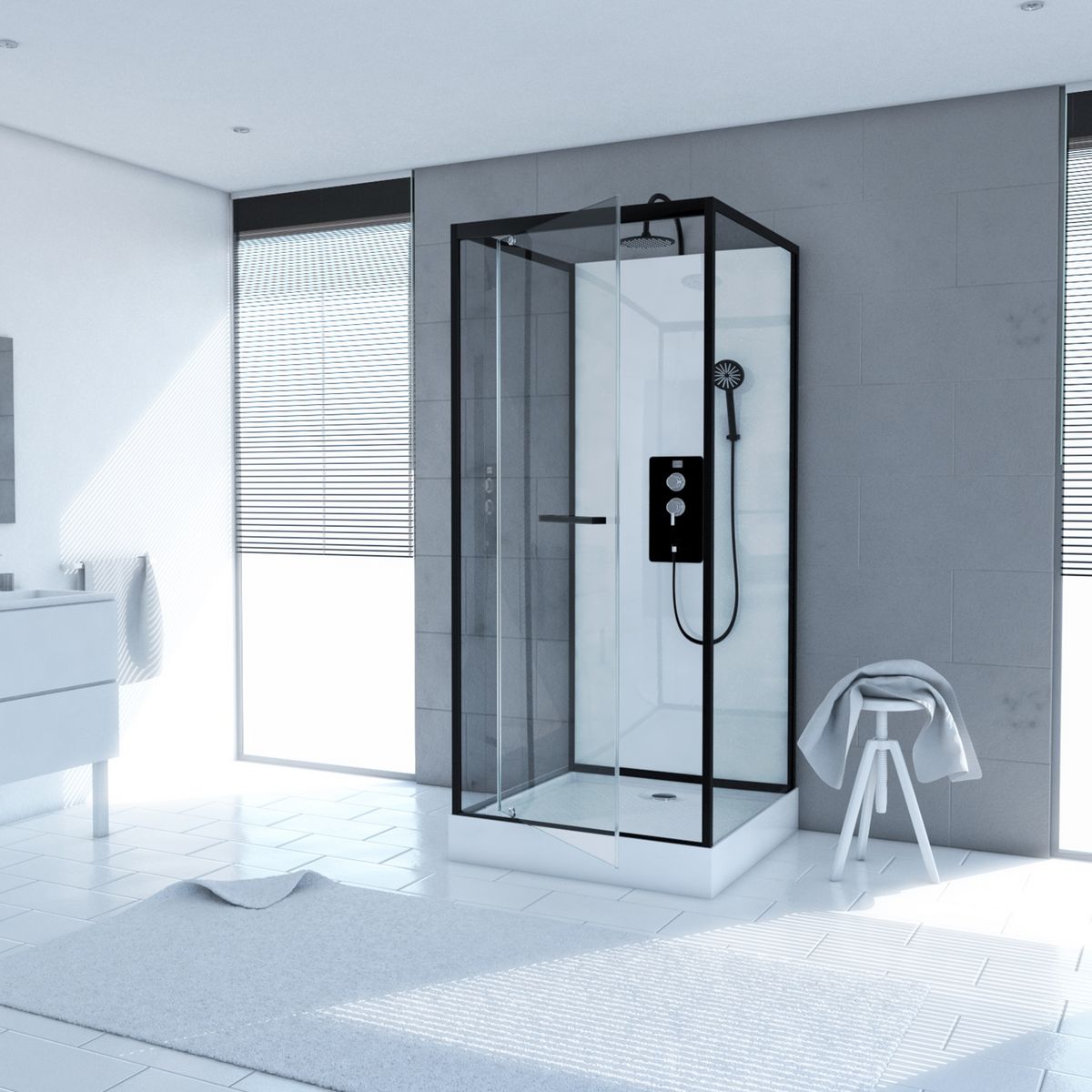 Aurlane Cabine de douche carré City 90 - 90 x 219 à 230