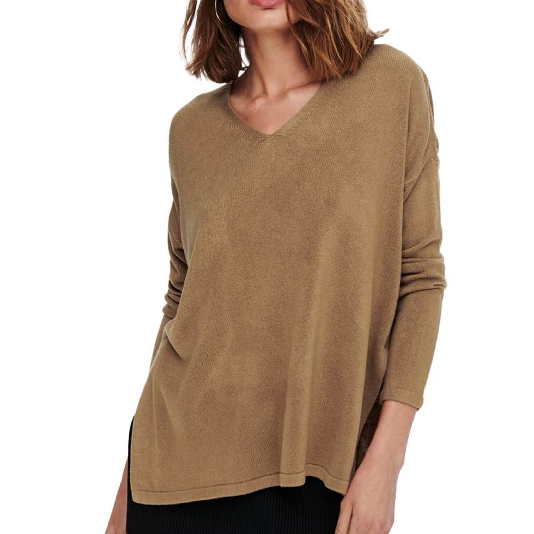 Only Pull en Maille  Clair Femme Only Lamalia. Coloris disponibles : Marron