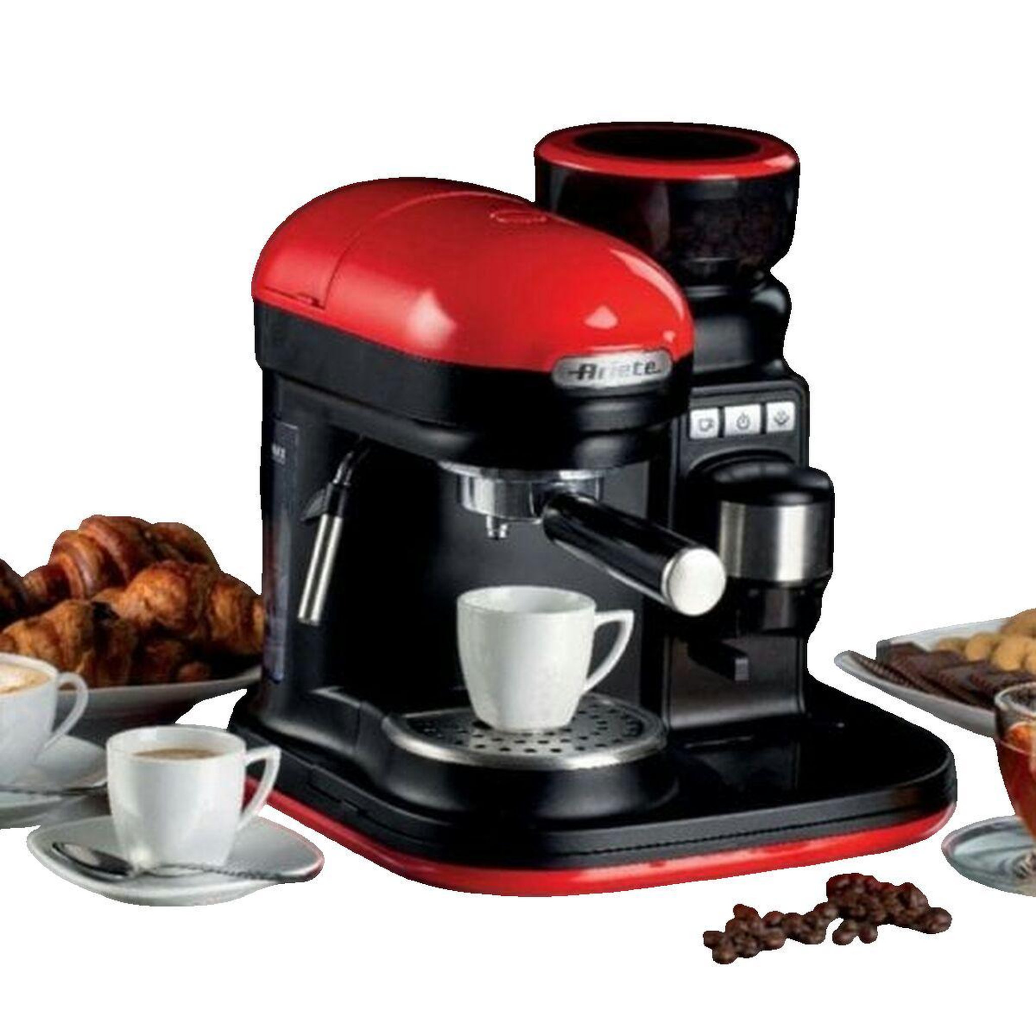 Voir la diapositive 2 : ARIETE Machine à expresso broyeur Ariete 1318 rouge