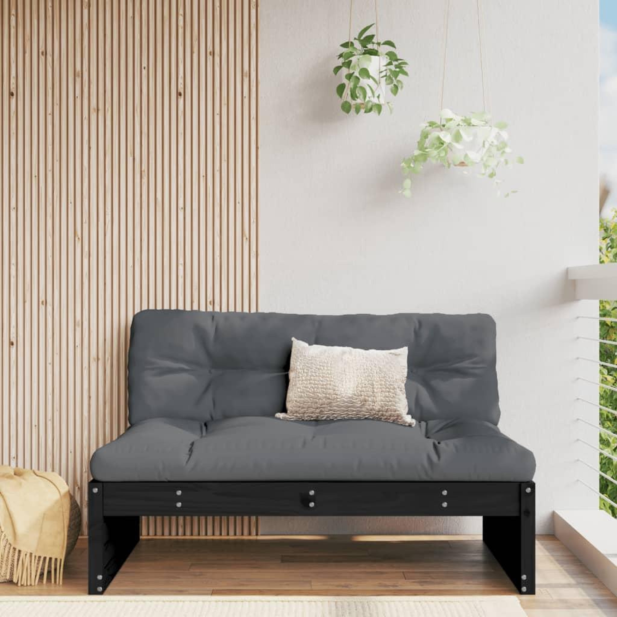 VIDAXL Canape central 120x80 cm noir bois de pin massif