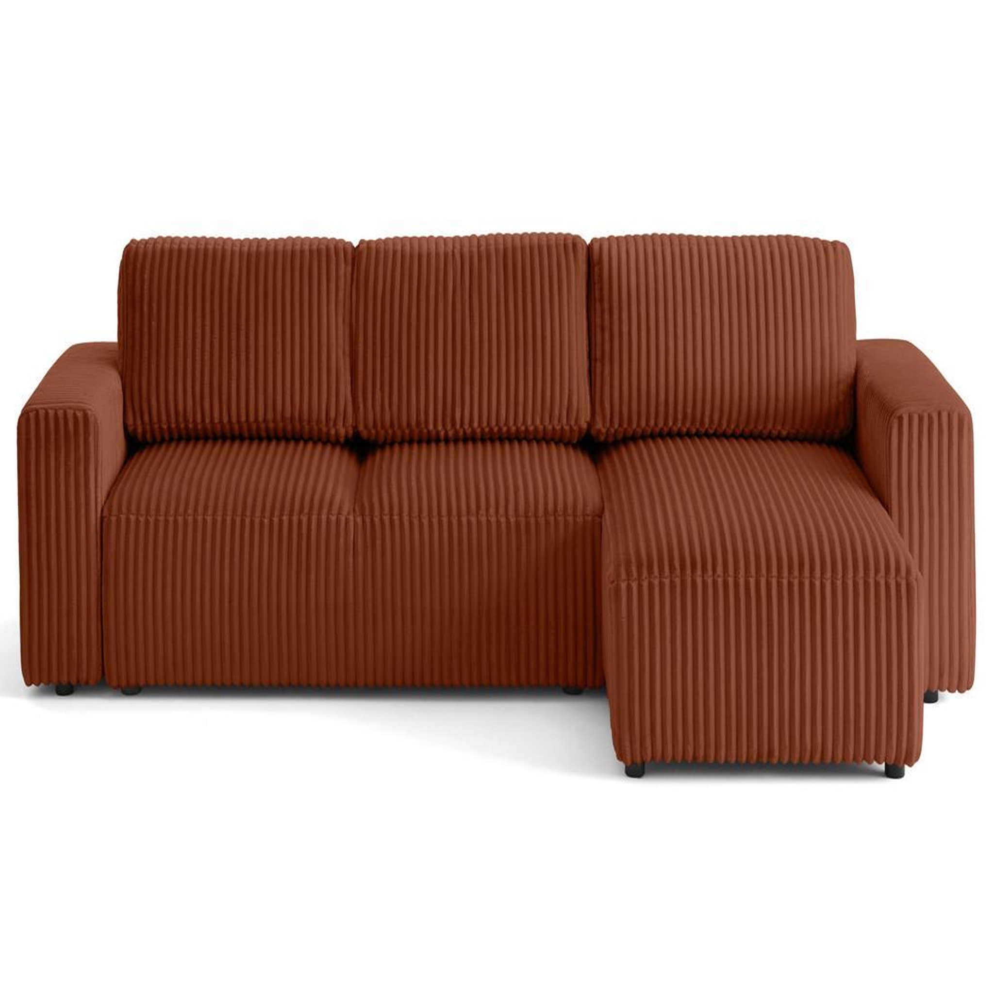 Voir la diapositive 1 : LISA DESIGN Livy - canapé d'angle réversible 4 places convertible avec coffre en velours côtelé grosses côtes