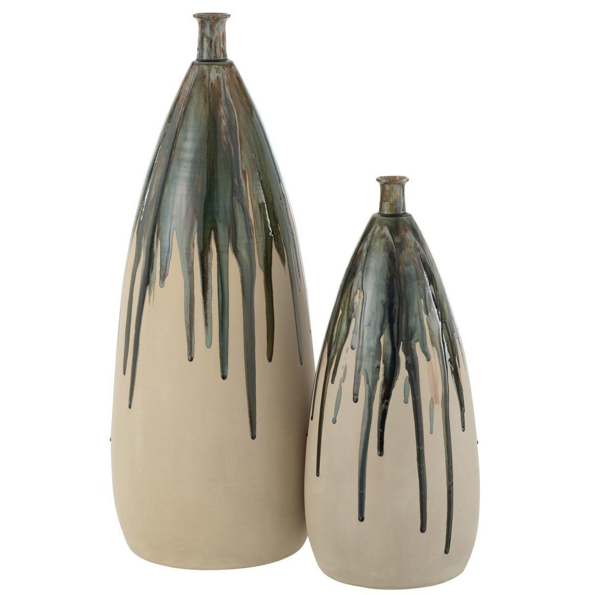 Voir la diapositive 2 : J-LINE Vase déco en céramique  peinture  73cm vert