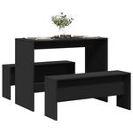 VIDAXL Ensemble table a manger et bancs 3 pcs noir bois d'ingenierie
