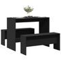 Voir la diapositive 1 : VIDAXL Ensemble table a manger et bancs 3 pcs noir bois d'ingenierie