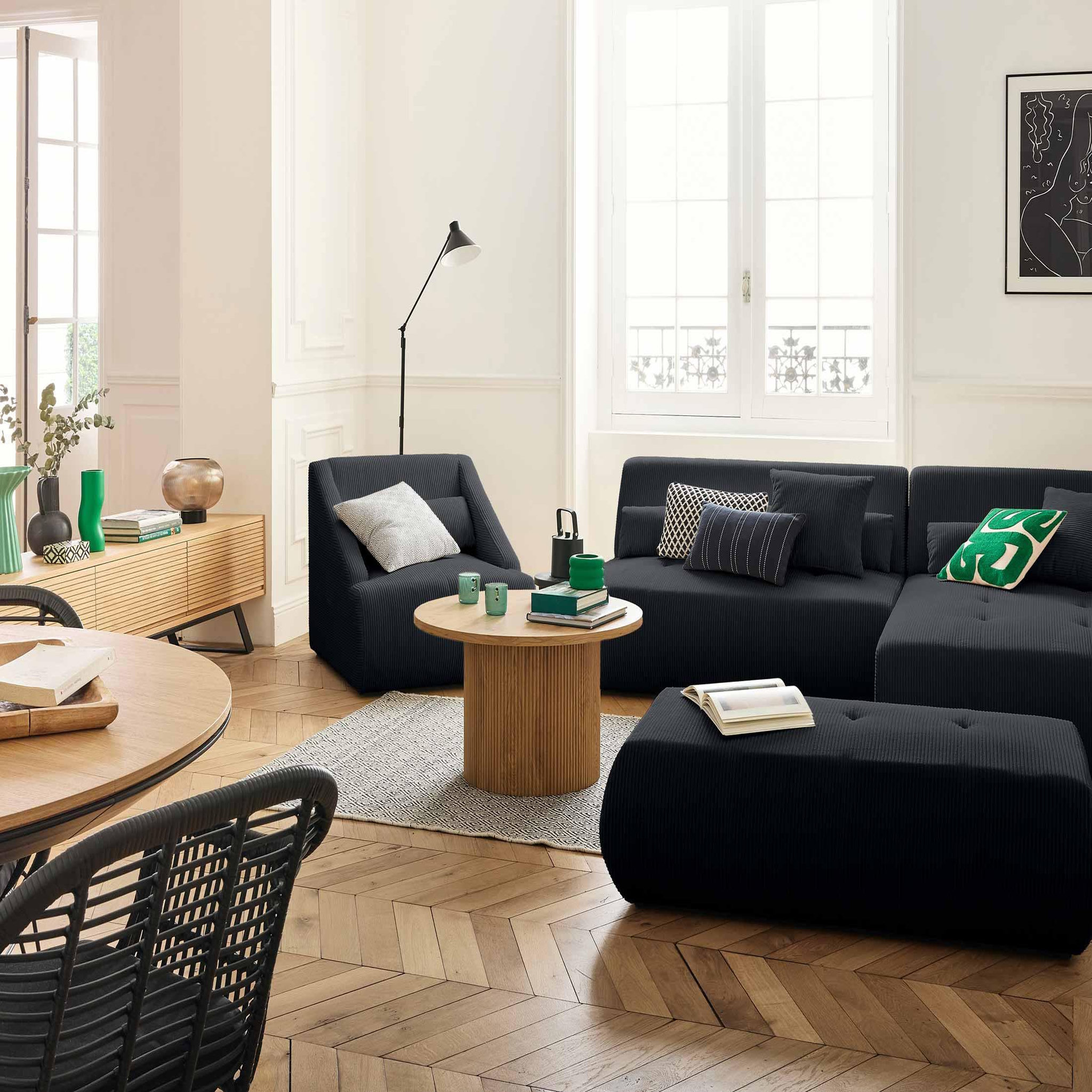 Voir la diapositive 3 : LISA DESIGN Onyx - fauteuil - en velours côtelé