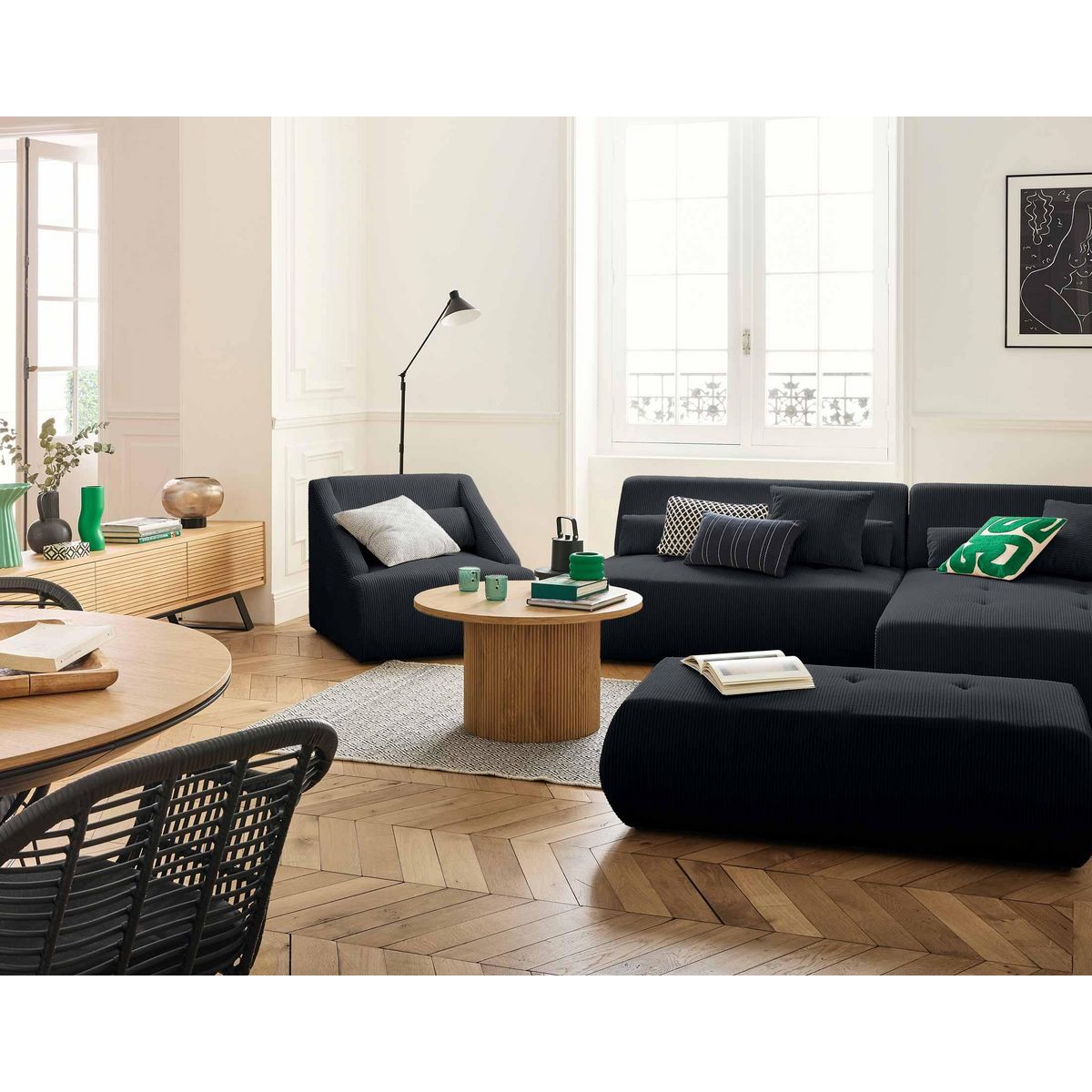 LISA DESIGN Onyx - fauteuil - en velours côtelé